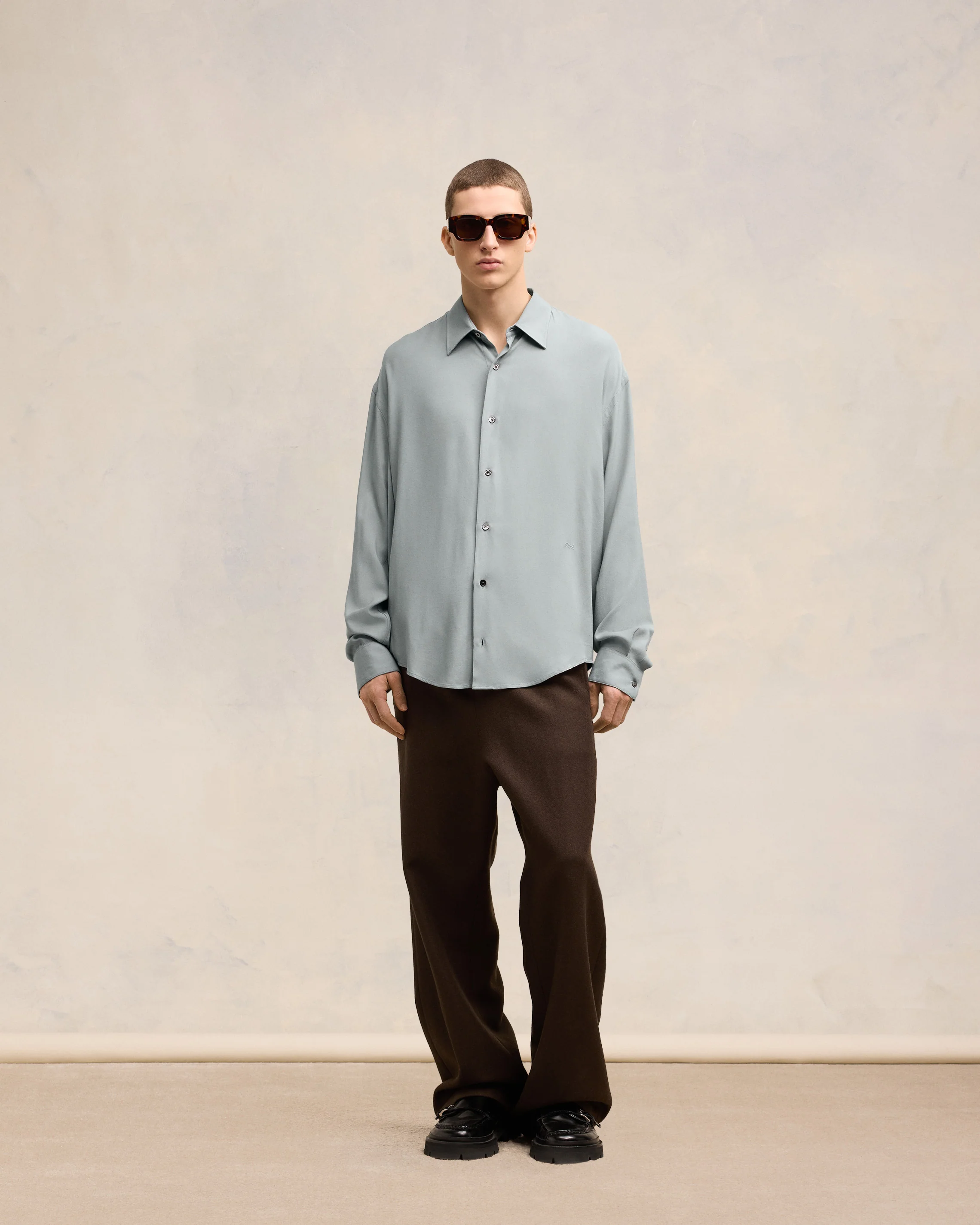 Clay Blue Boxy Fit Shirt - leoleo123123