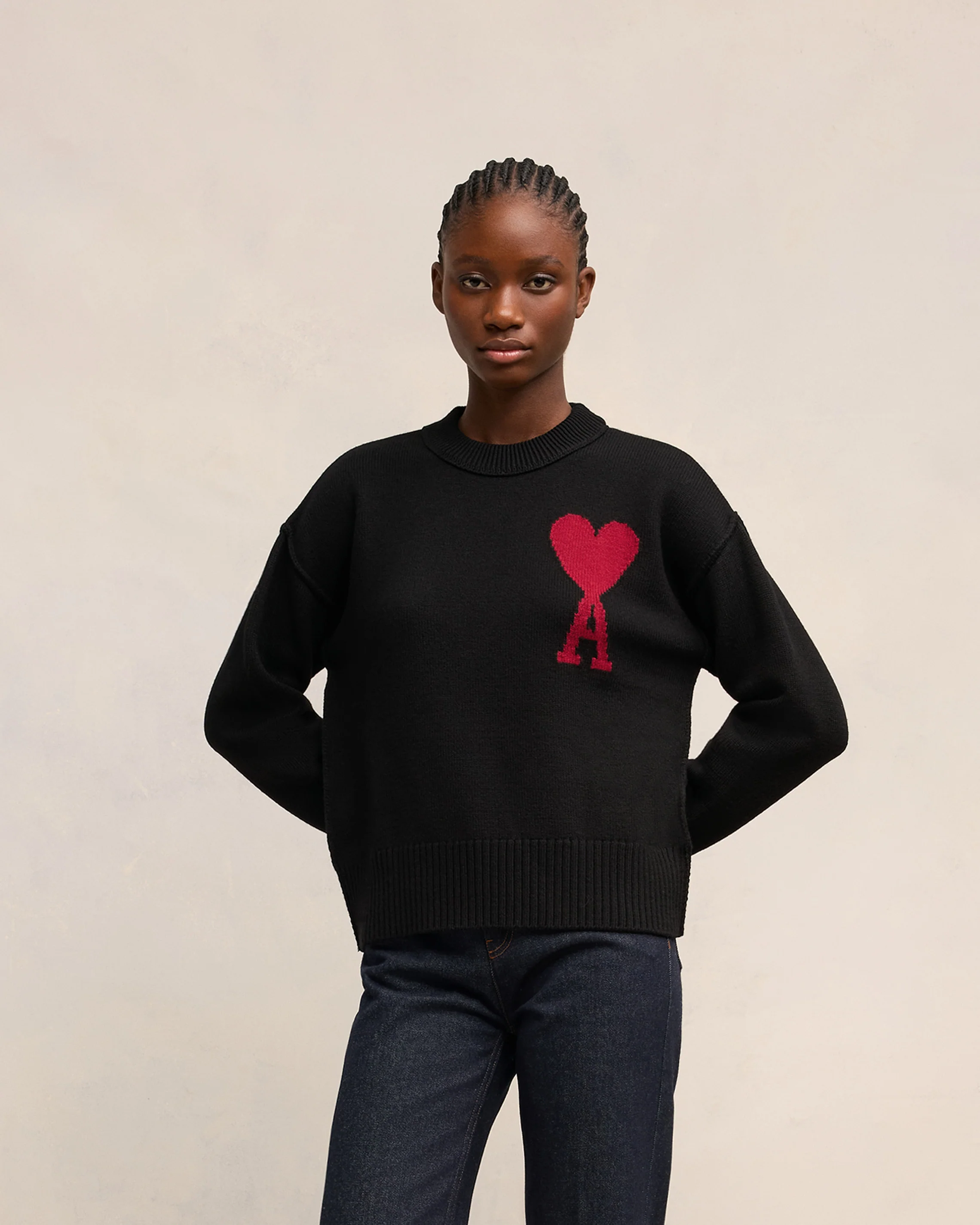 Black Wool Jumper | Ami De Coeur | Ami Paris US - leoleo123123