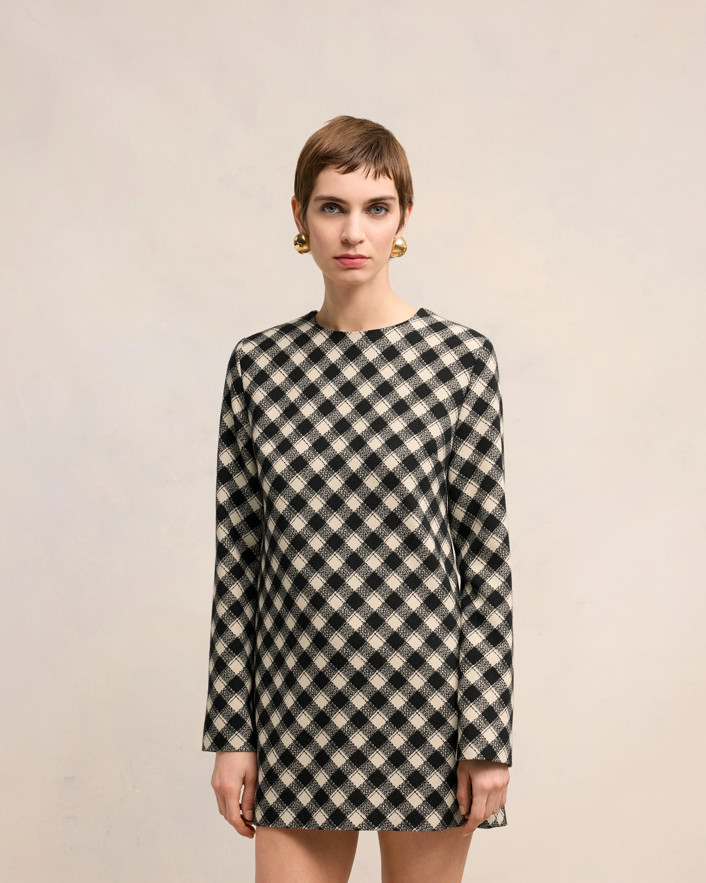 Black/Off White Long Sleeve Dress - leoleo123123