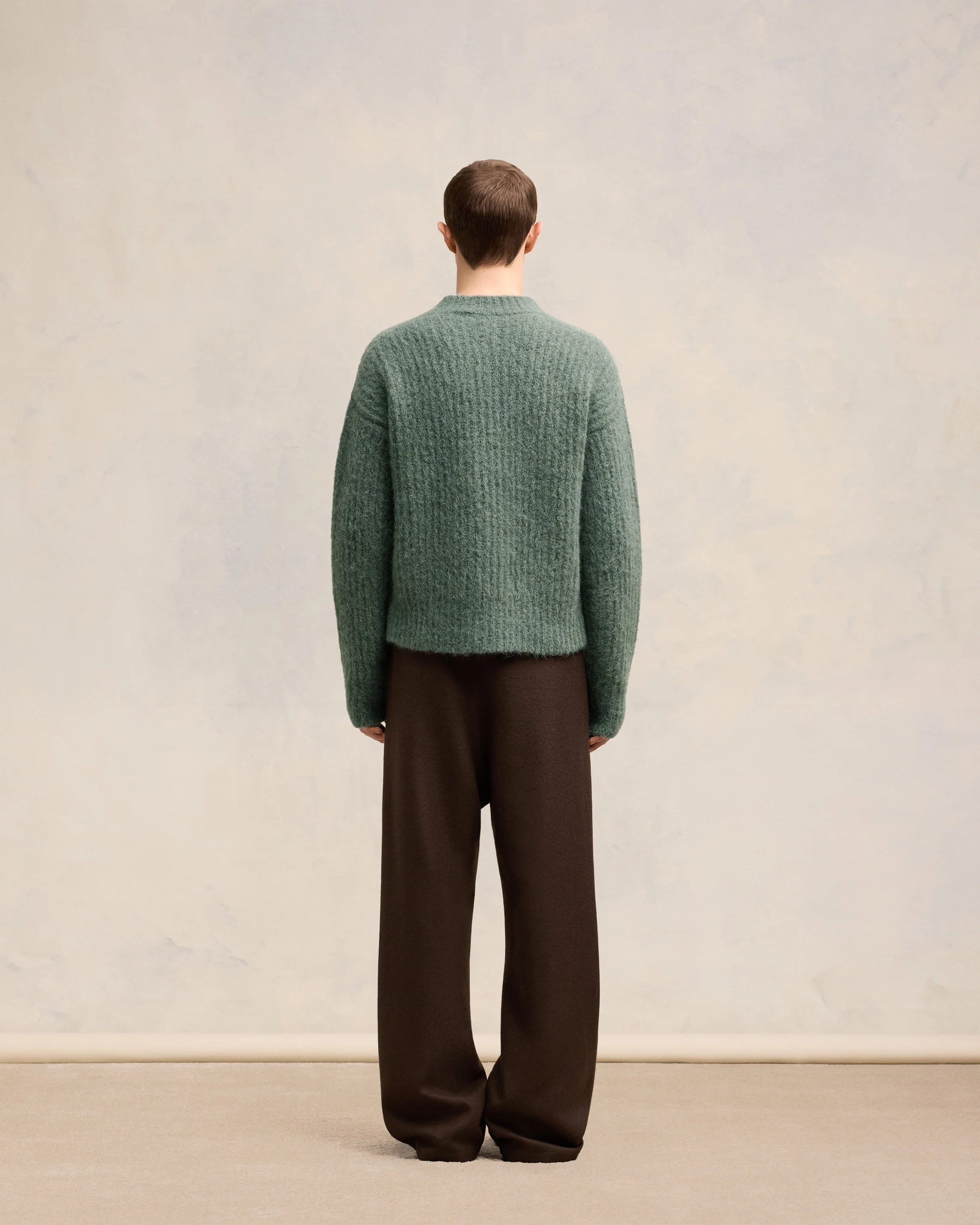 Antique Clay Alpaca Mohair Ribbed Sweater - leoleo123123