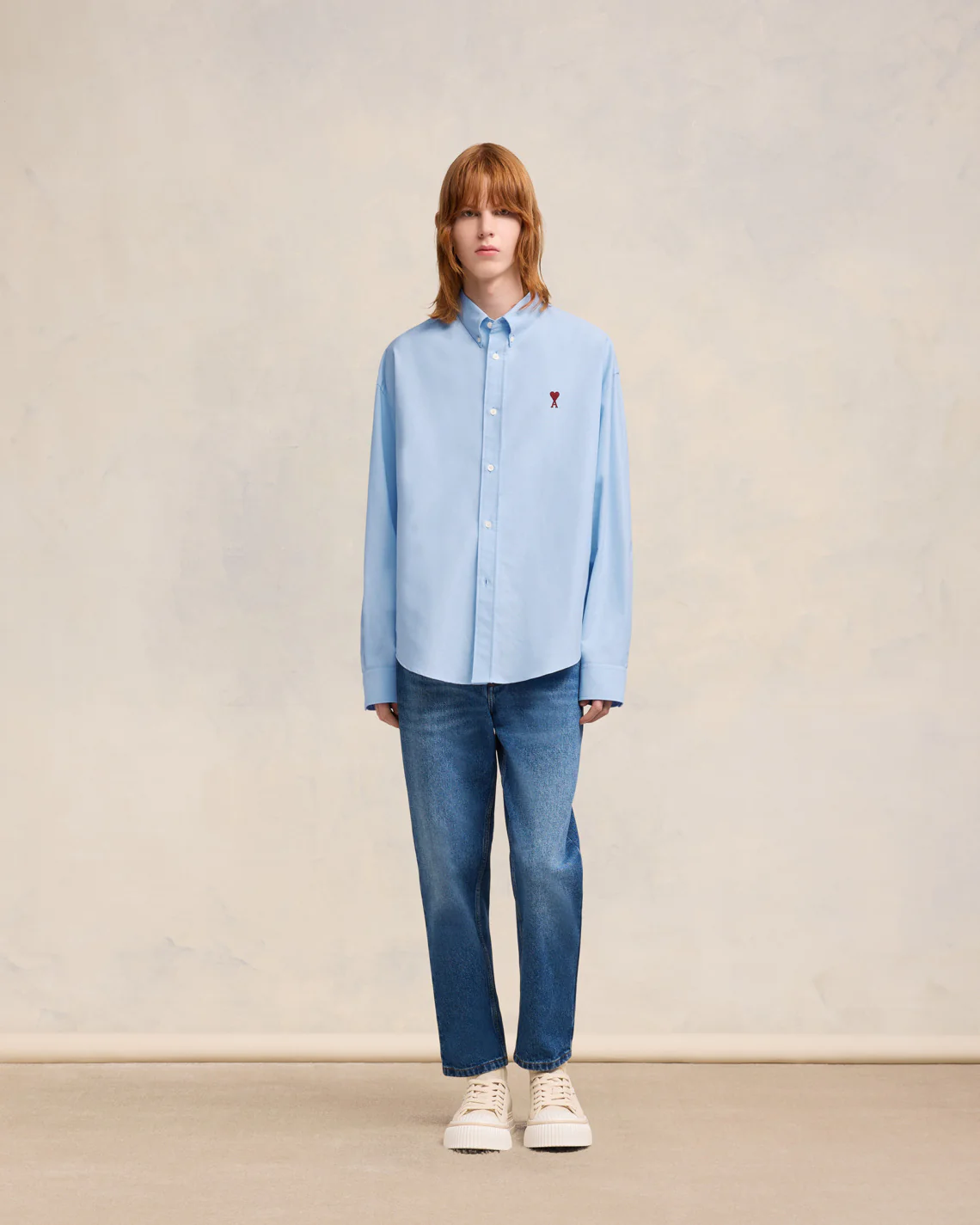 Chemise Coupe Boxy Ami De Coeur Bleu Ciel - leoleo123123