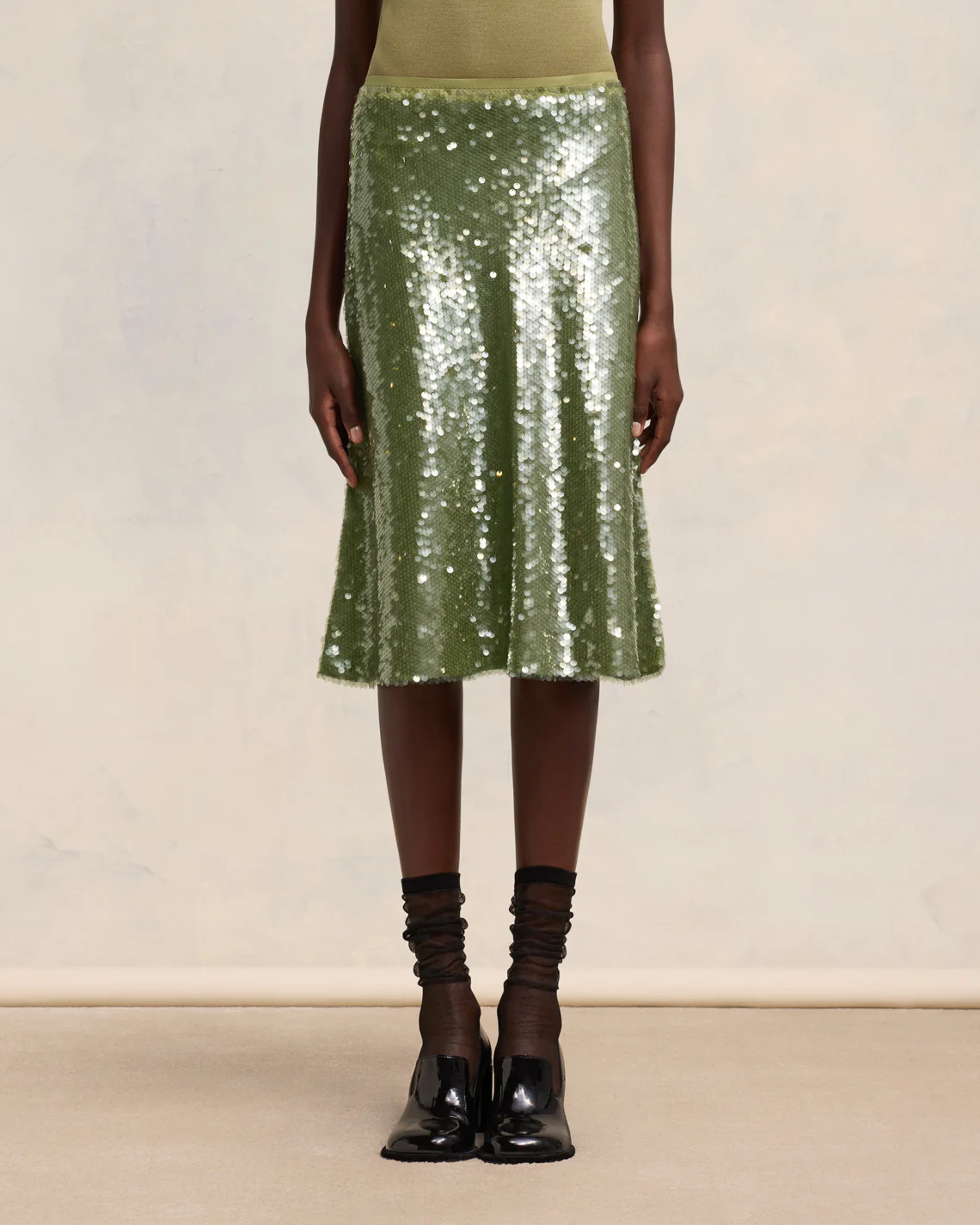 Olive Embroidered Skirt - leoleo123123