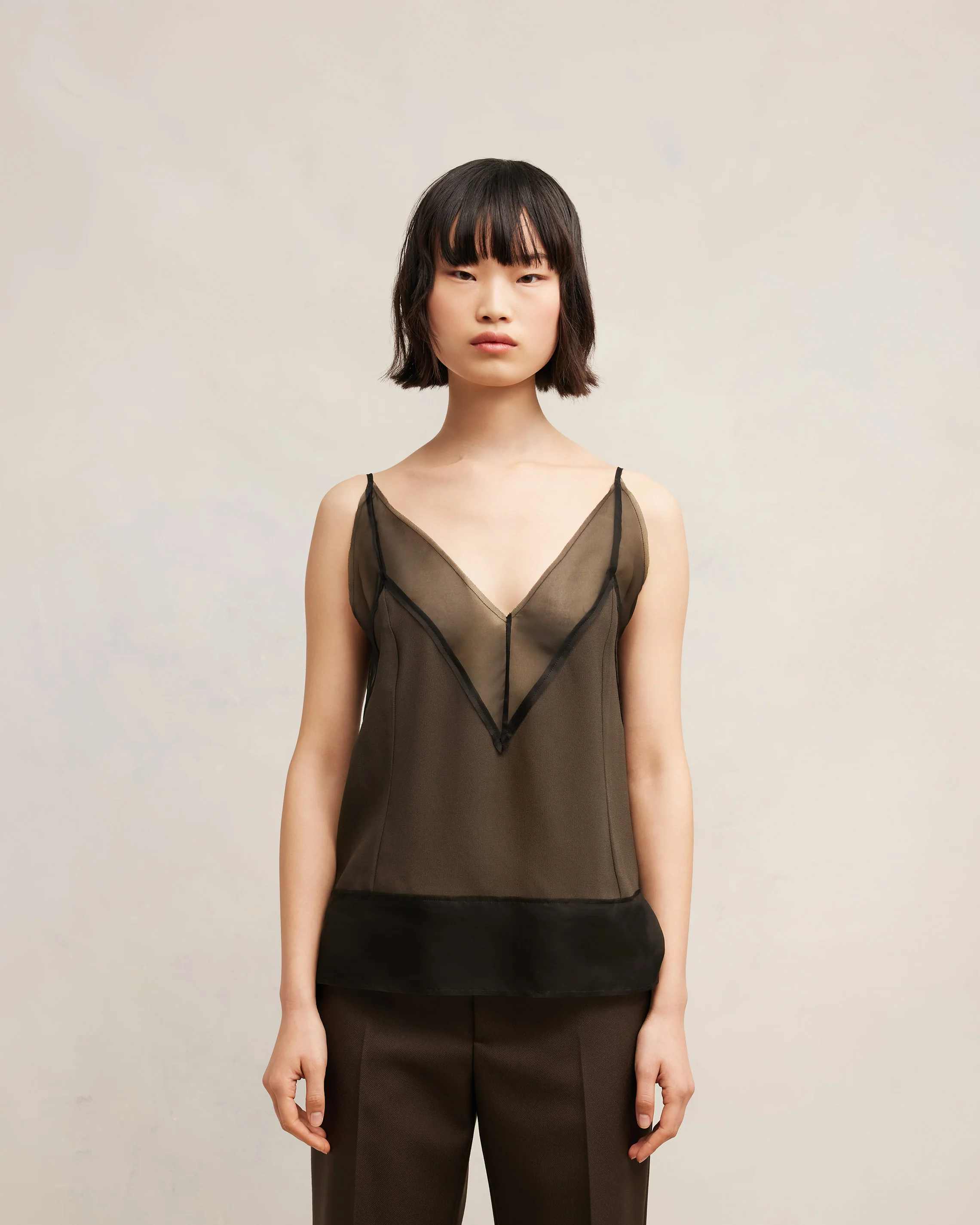 Dark Coffee/ Black Top With Thin Straps - leoleo123123