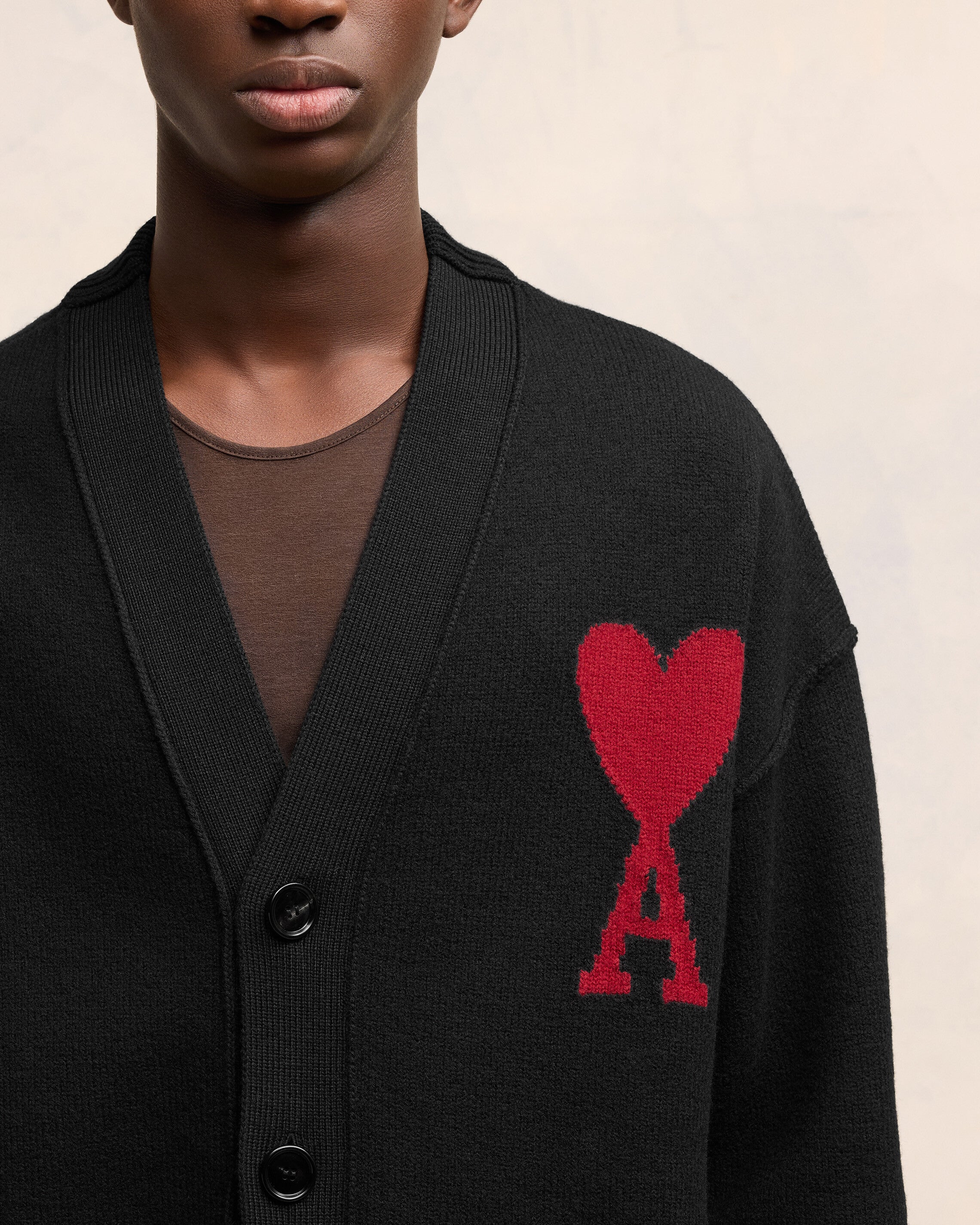 Black Merino Wool Cardigan | Ami De Coeur | Ami Paris US - leoleo123123