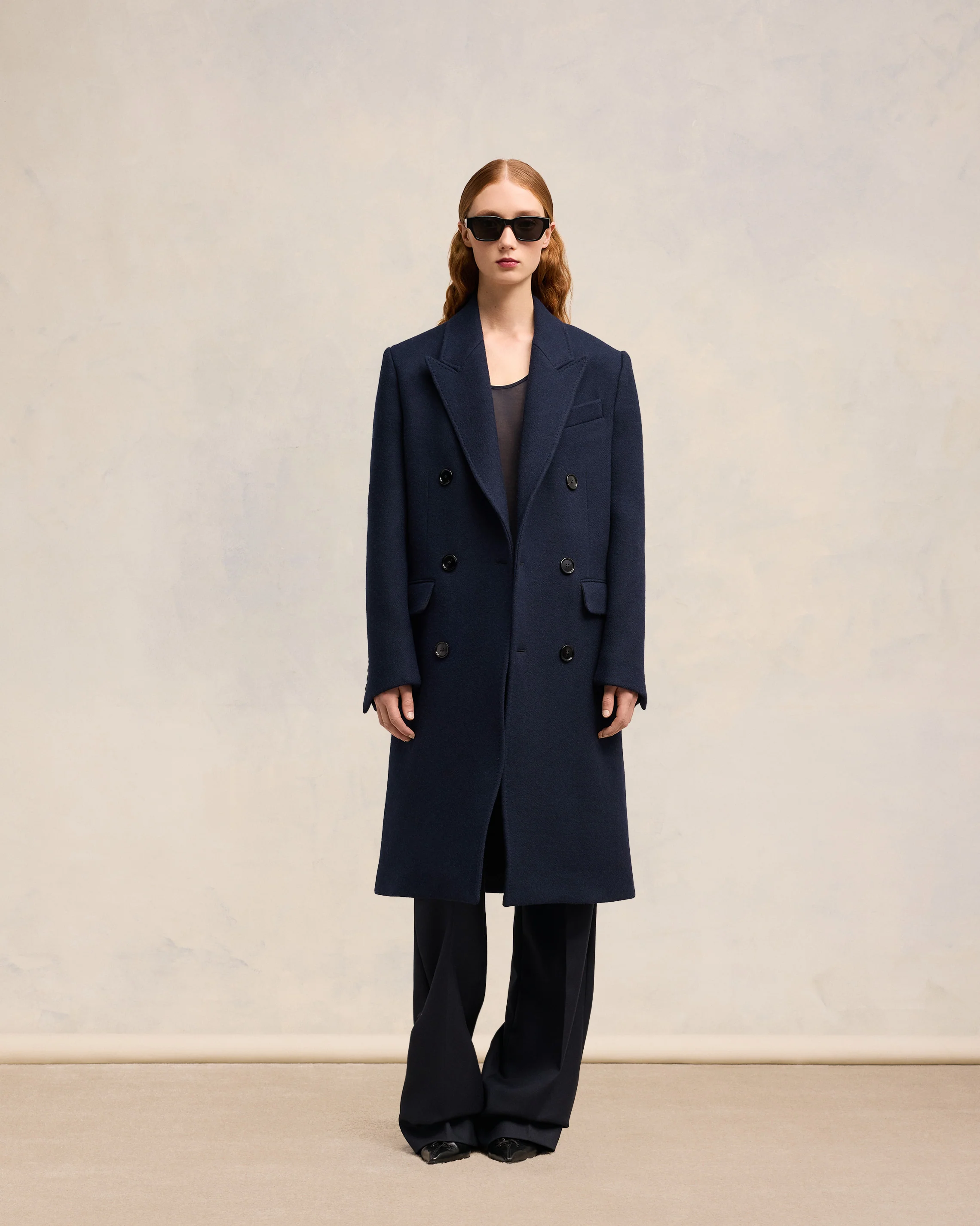 Navy Blue Double Breasted Coat - leoleo123123