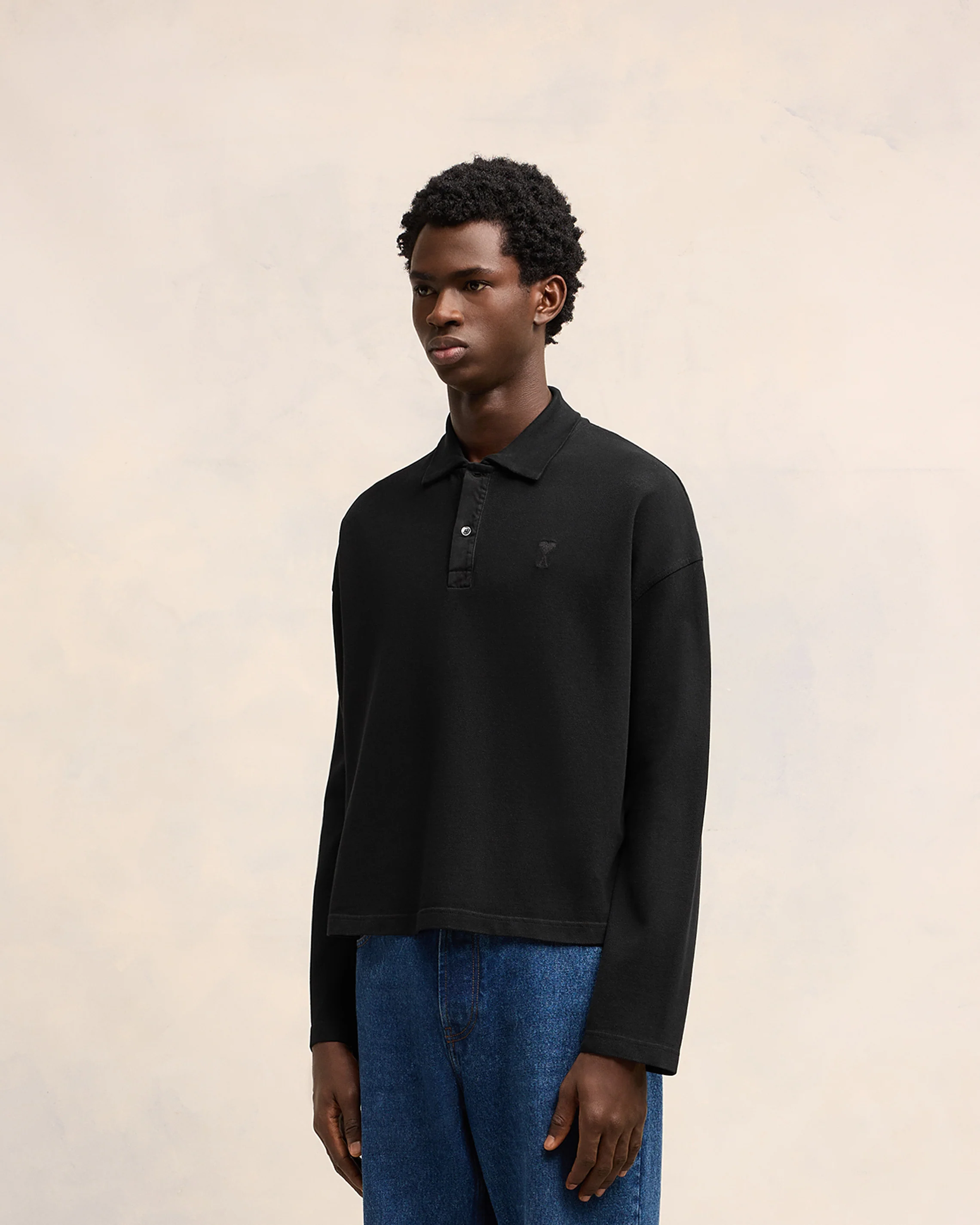 Black Ami De Coeur Long Sleeves Polo - leoleo123123