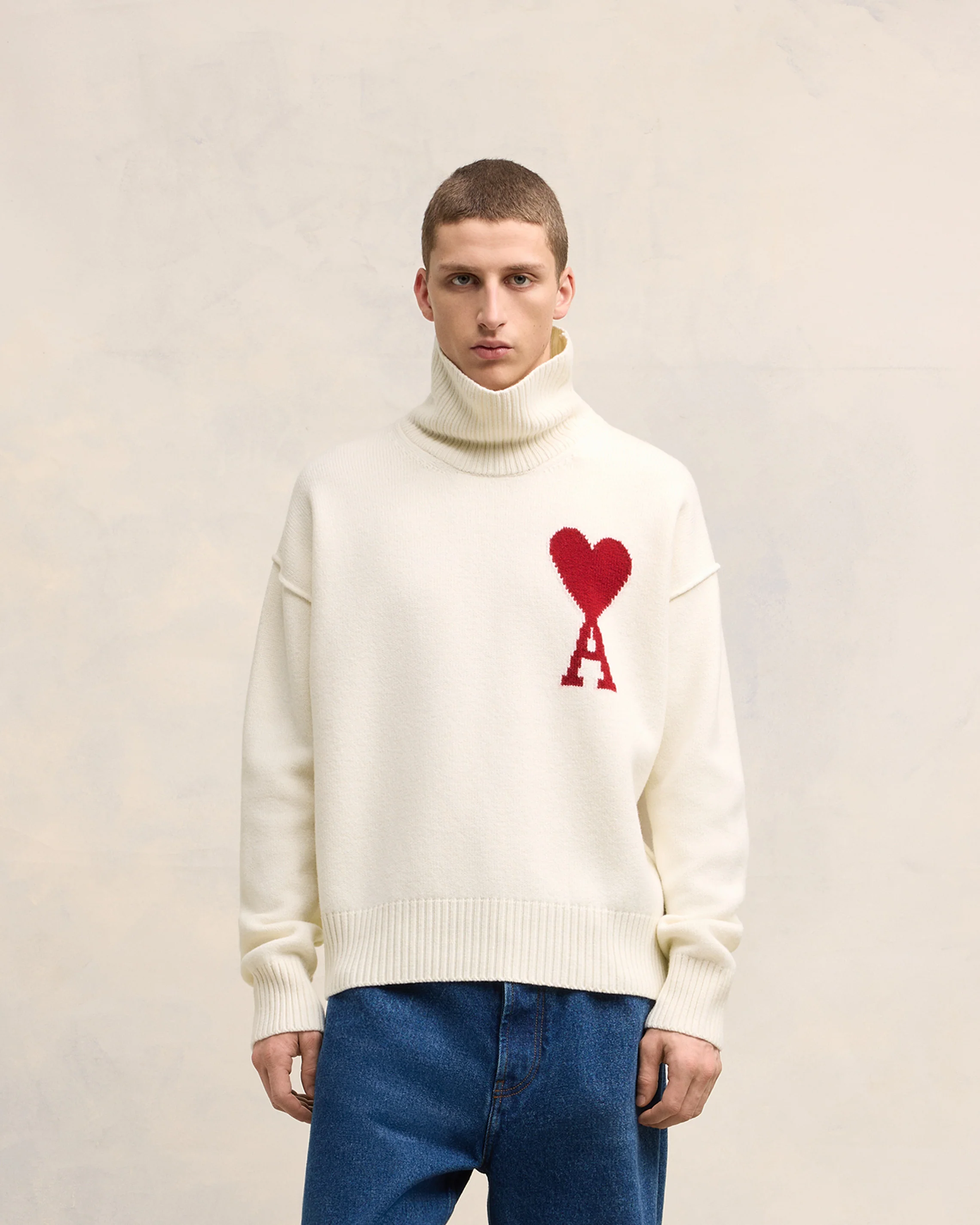 Pull Ami De Coeur Rouge Ecru/Rouge - leoleo123123