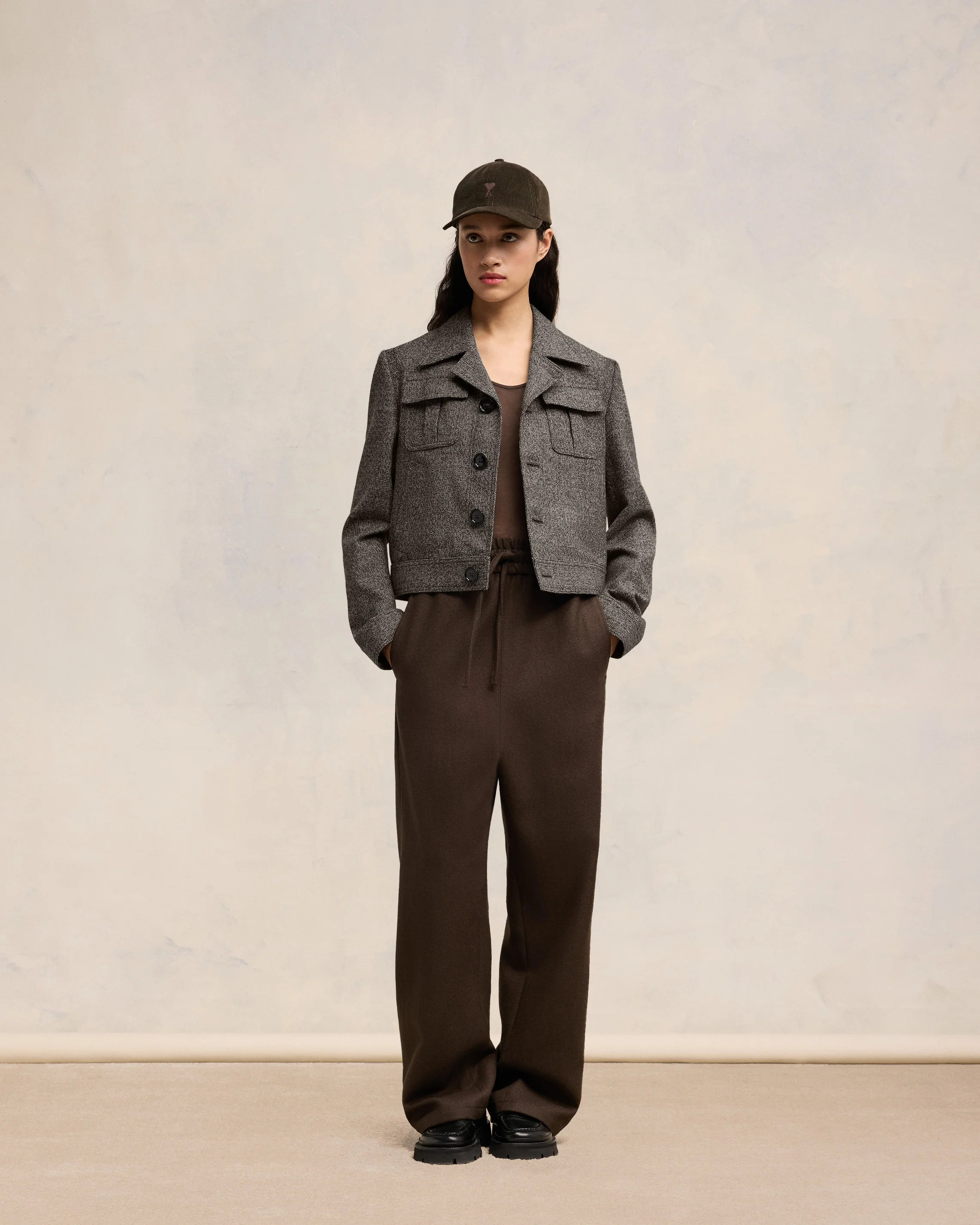 Dark Coffee/ Off White Military Jacket - leoleo123123
