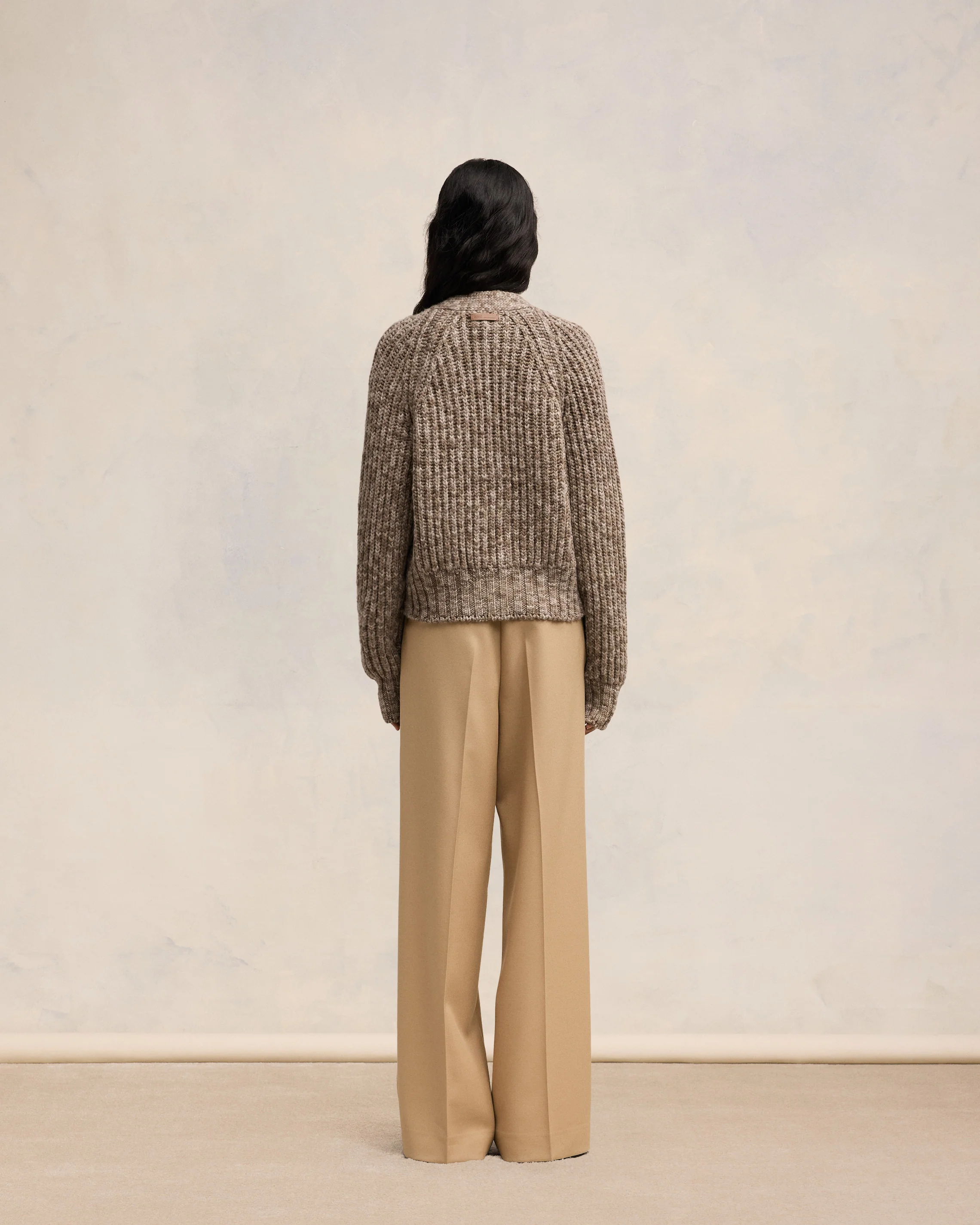 Dark Coffe/Light Sand Ribbed Cardigan - leoleo123123
