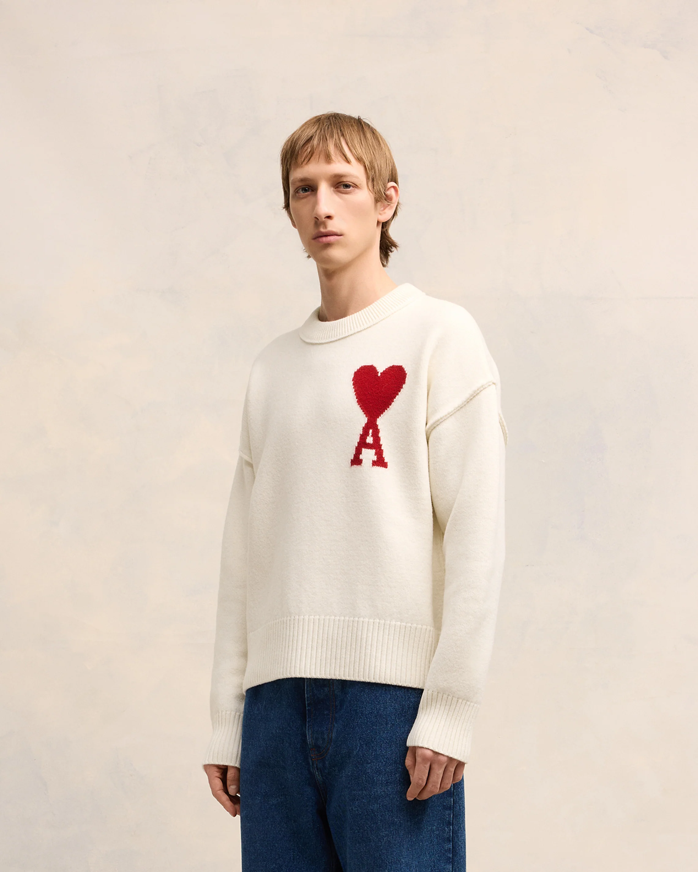Pull Ami De Coeur Rouge Ecru/Rouge - leoleo123123