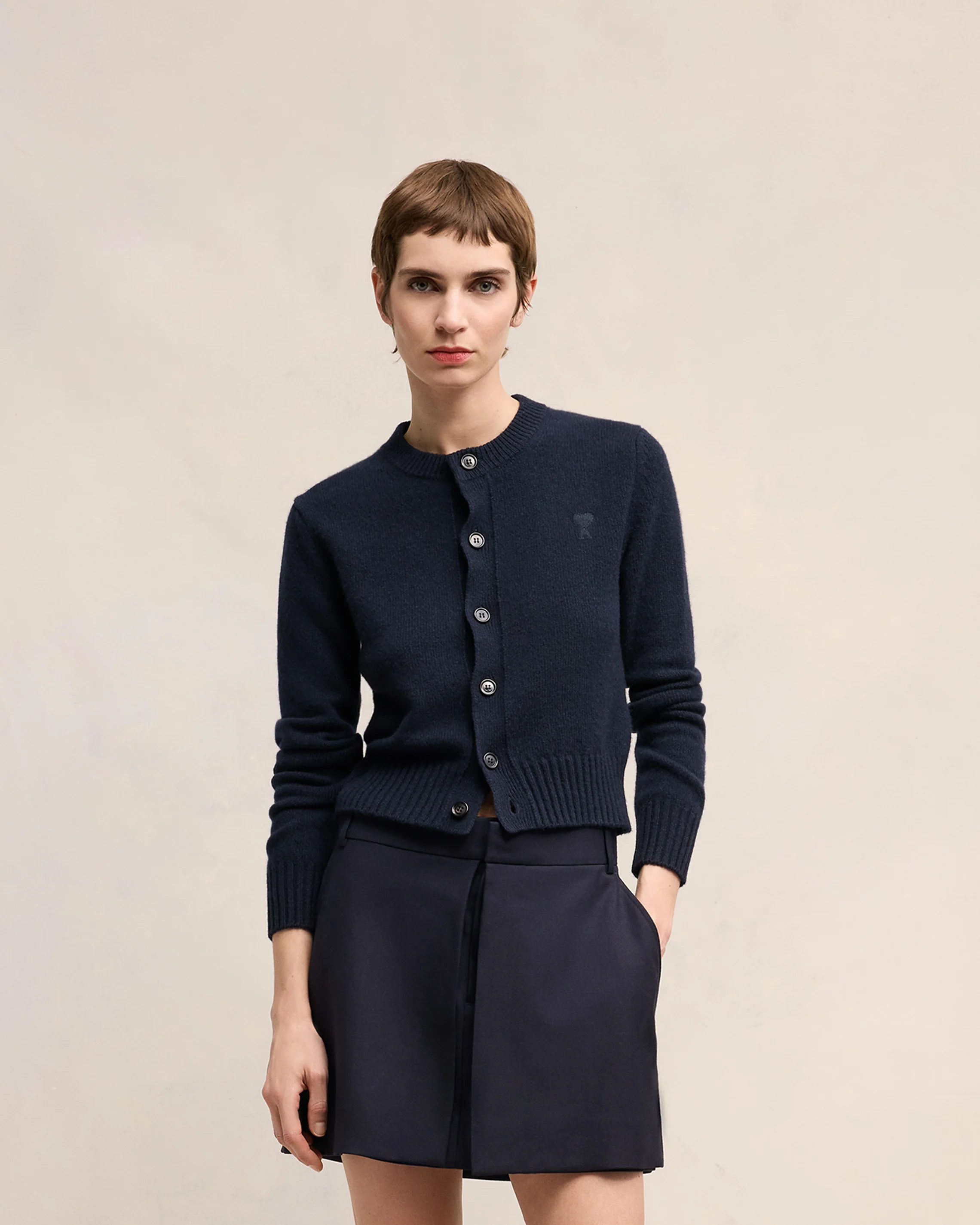 Navy Blue Cashmere Ami De Coeur Cardigan - leoleo123123