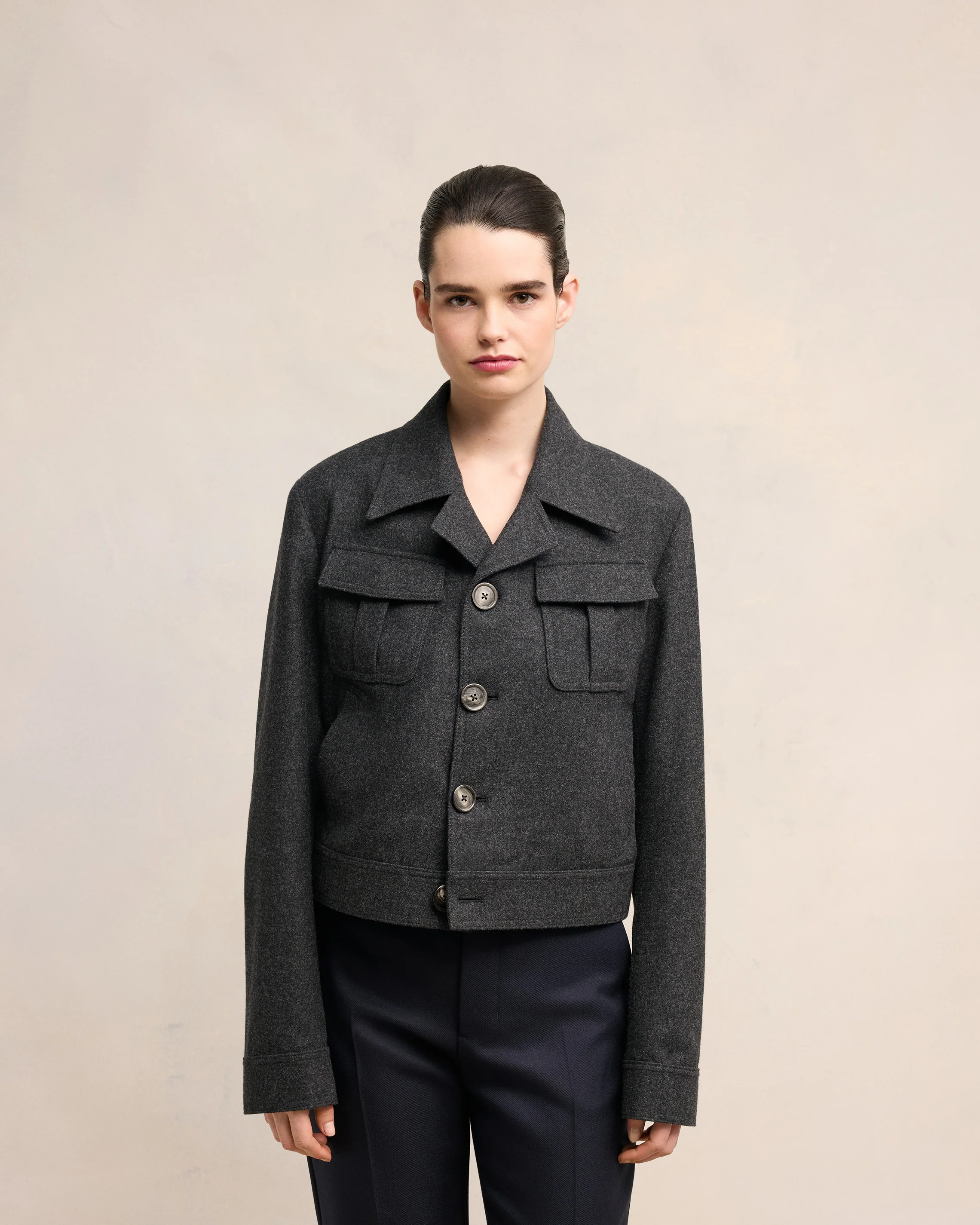 Dark Grey Military Jacket - leoleo123123