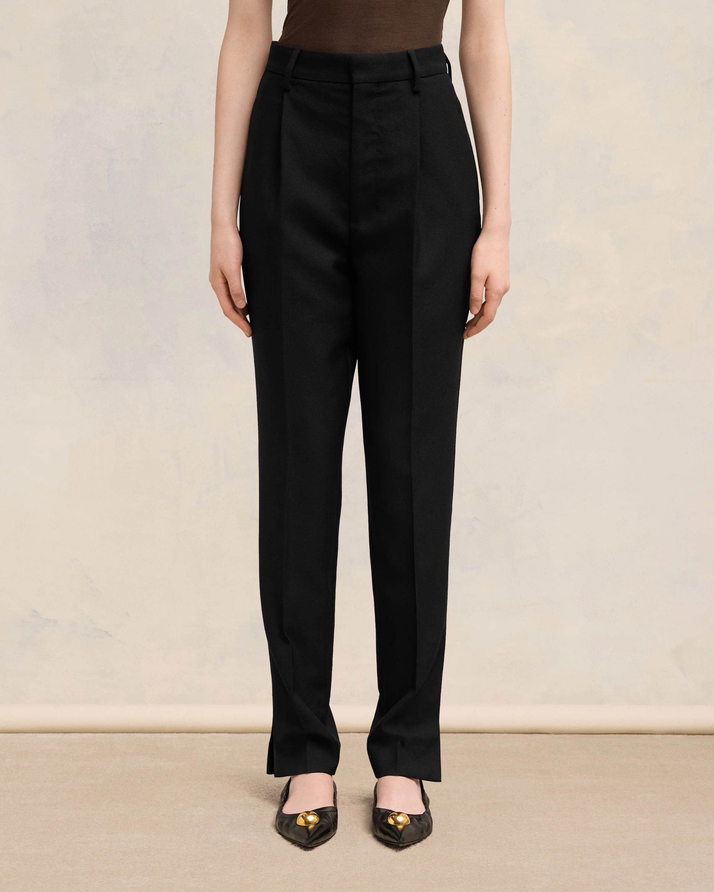 Black High Waisted Cigarette Trousers - leoleo123123