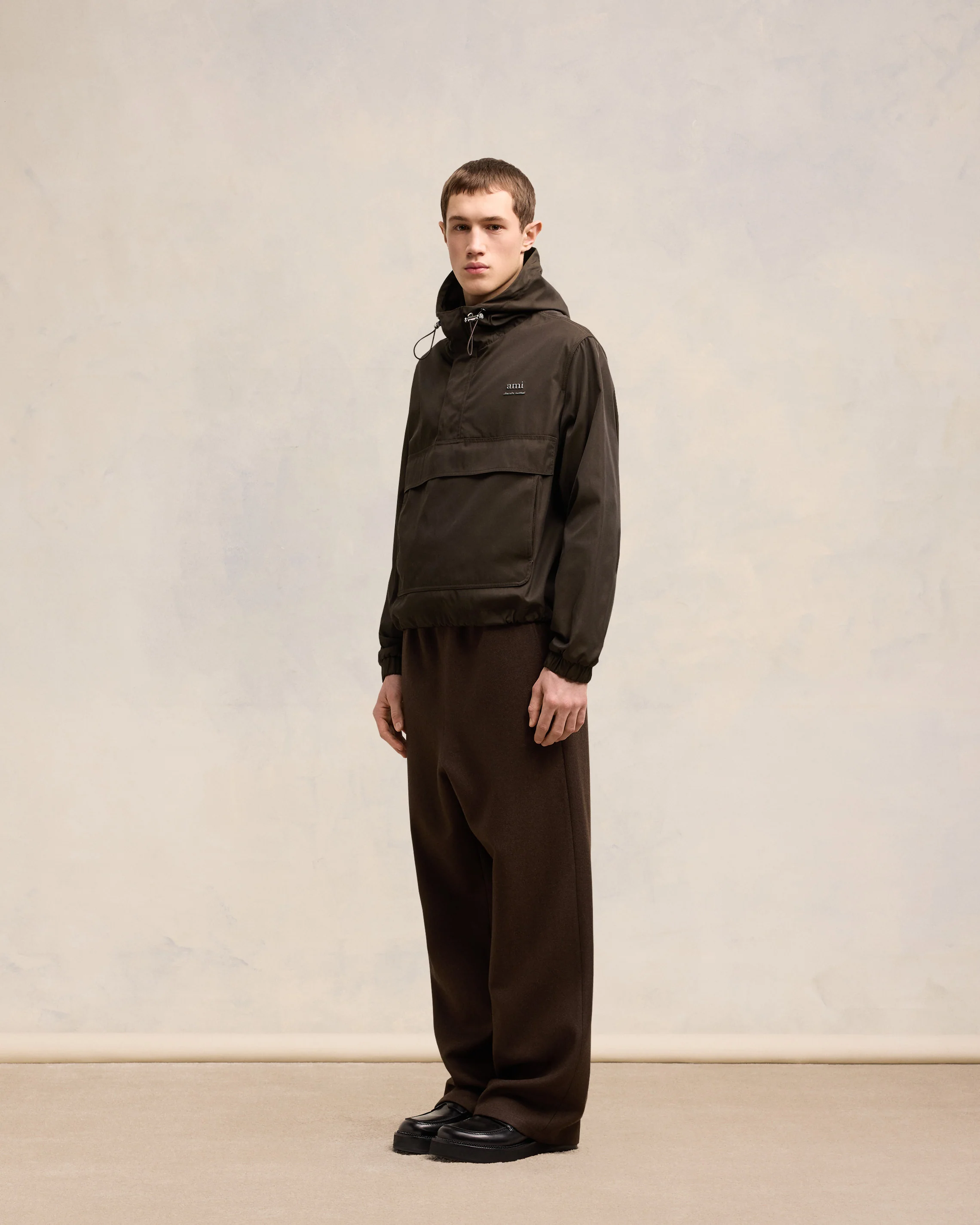 Dark Coffee Hooded Ami Alexandre Mattiussi Windbreaker - leoleo123123