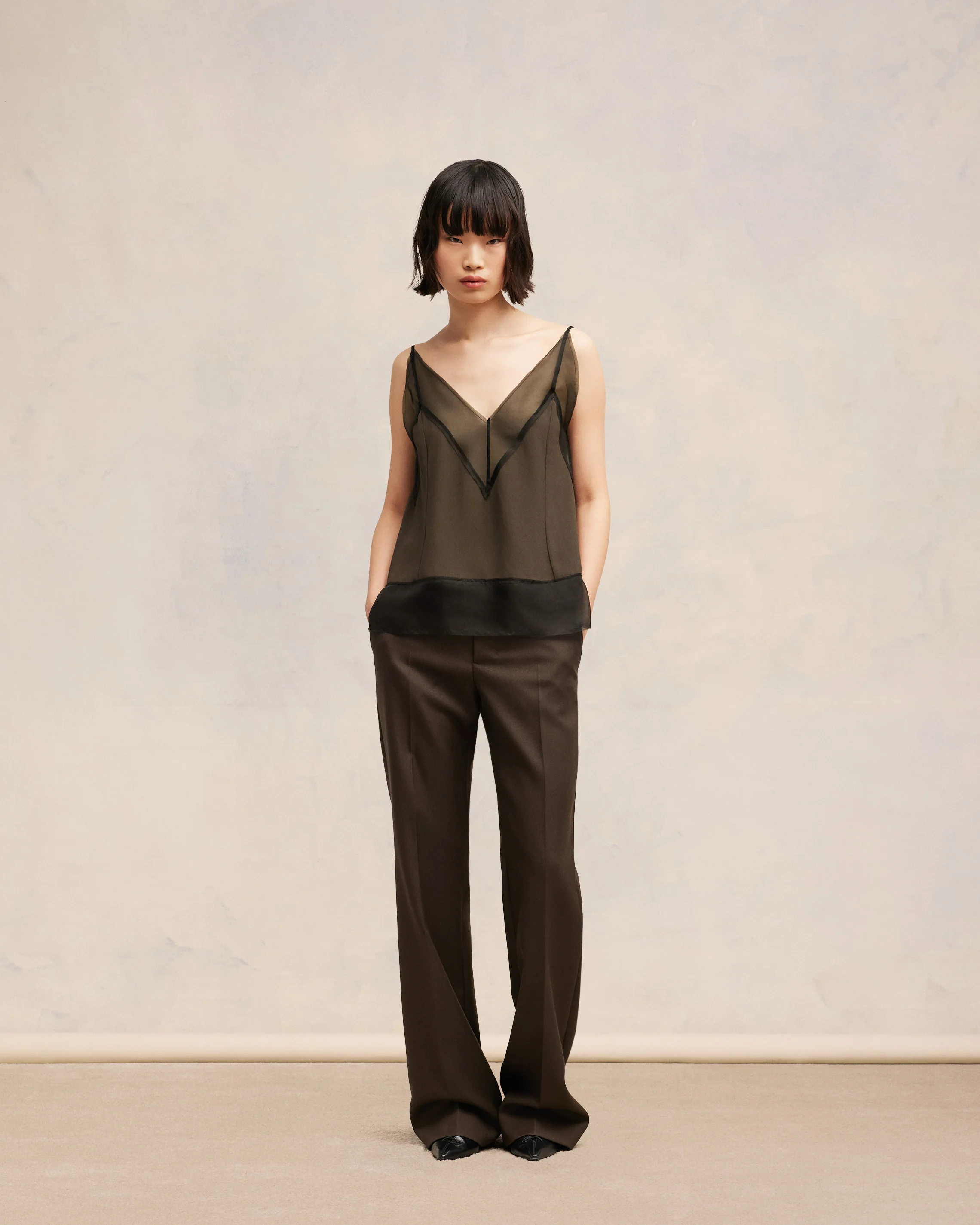 Dark Coffee/ Black Top With Thin Straps - leoleo123123