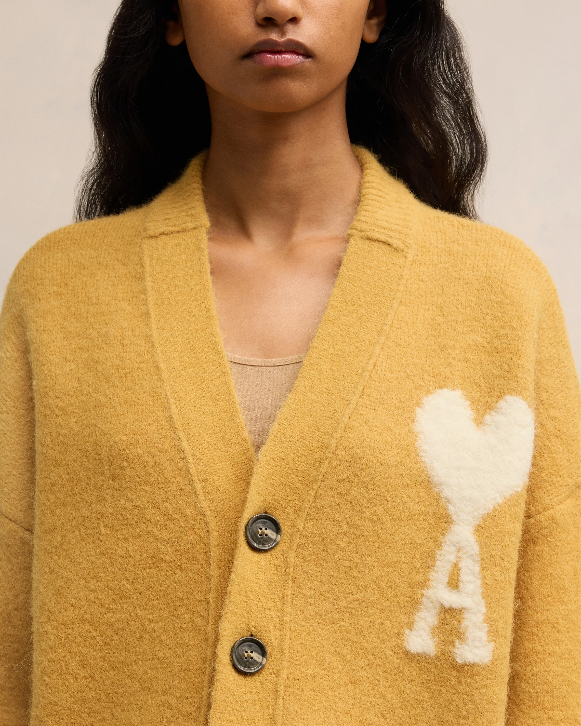 Mustard Off-White Ami De Coeur Cardigan - leoleo123123