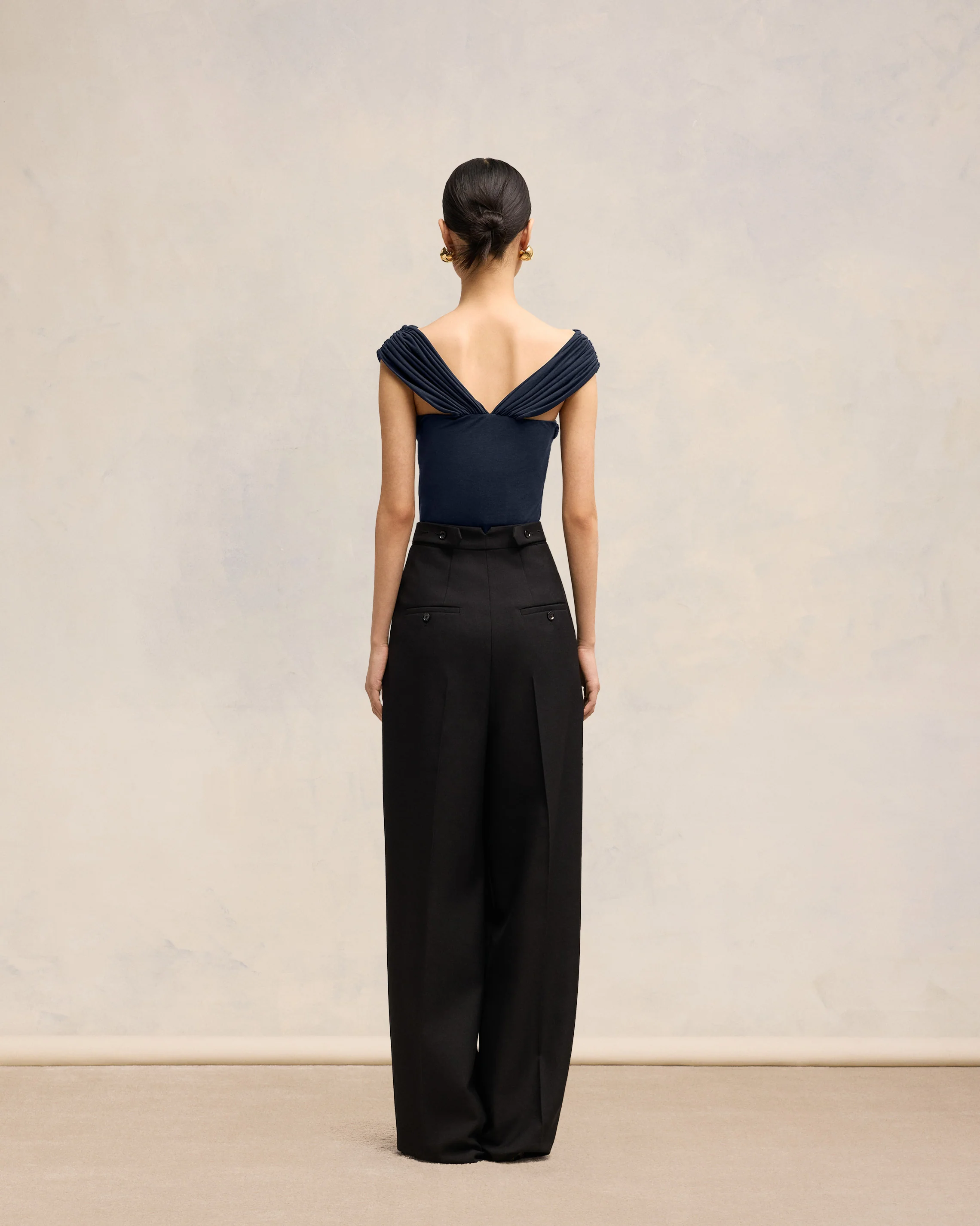 Navy Blue Drapped Top - leoleo123123