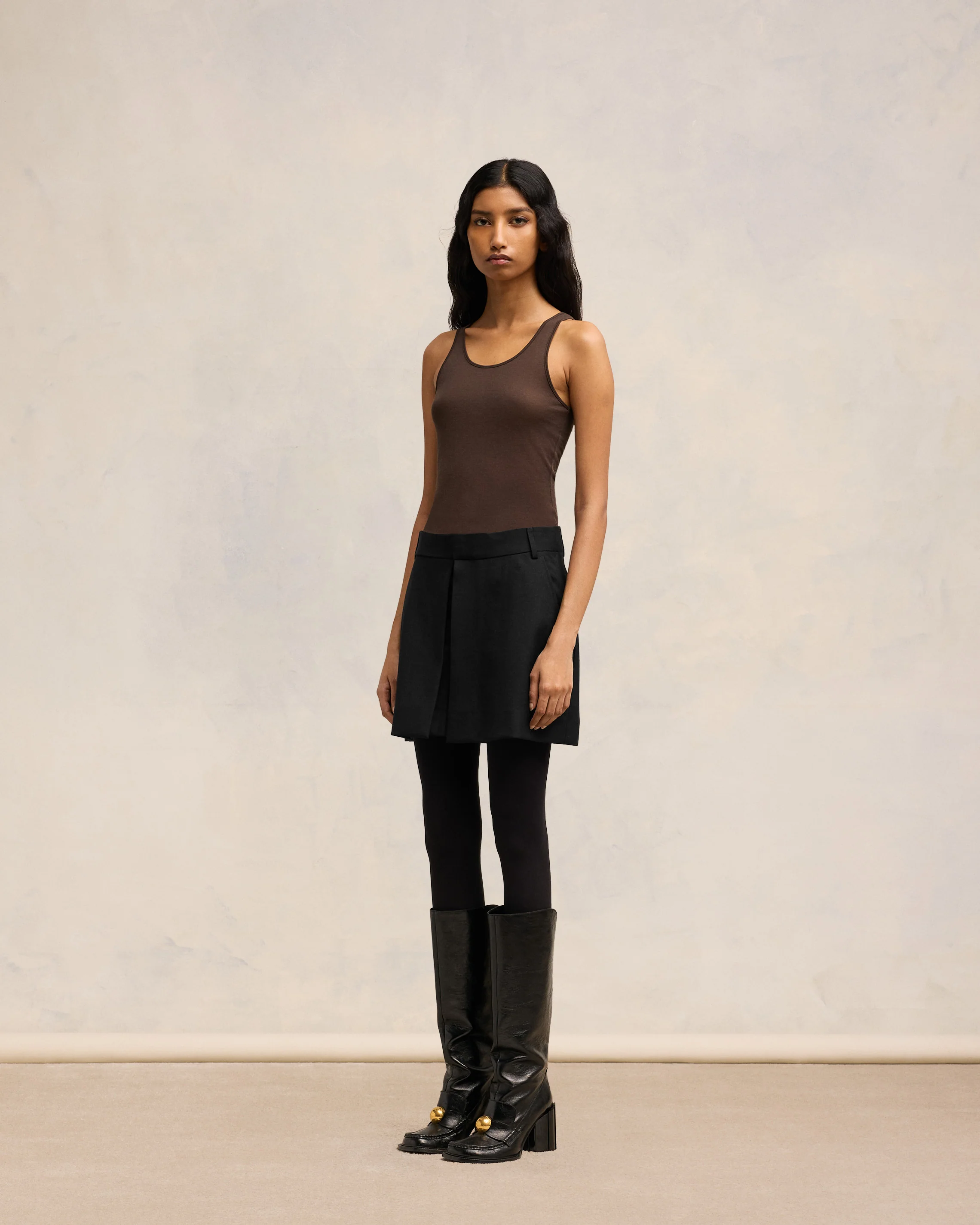 Black Mini Skirt With Panels - leoleo123123