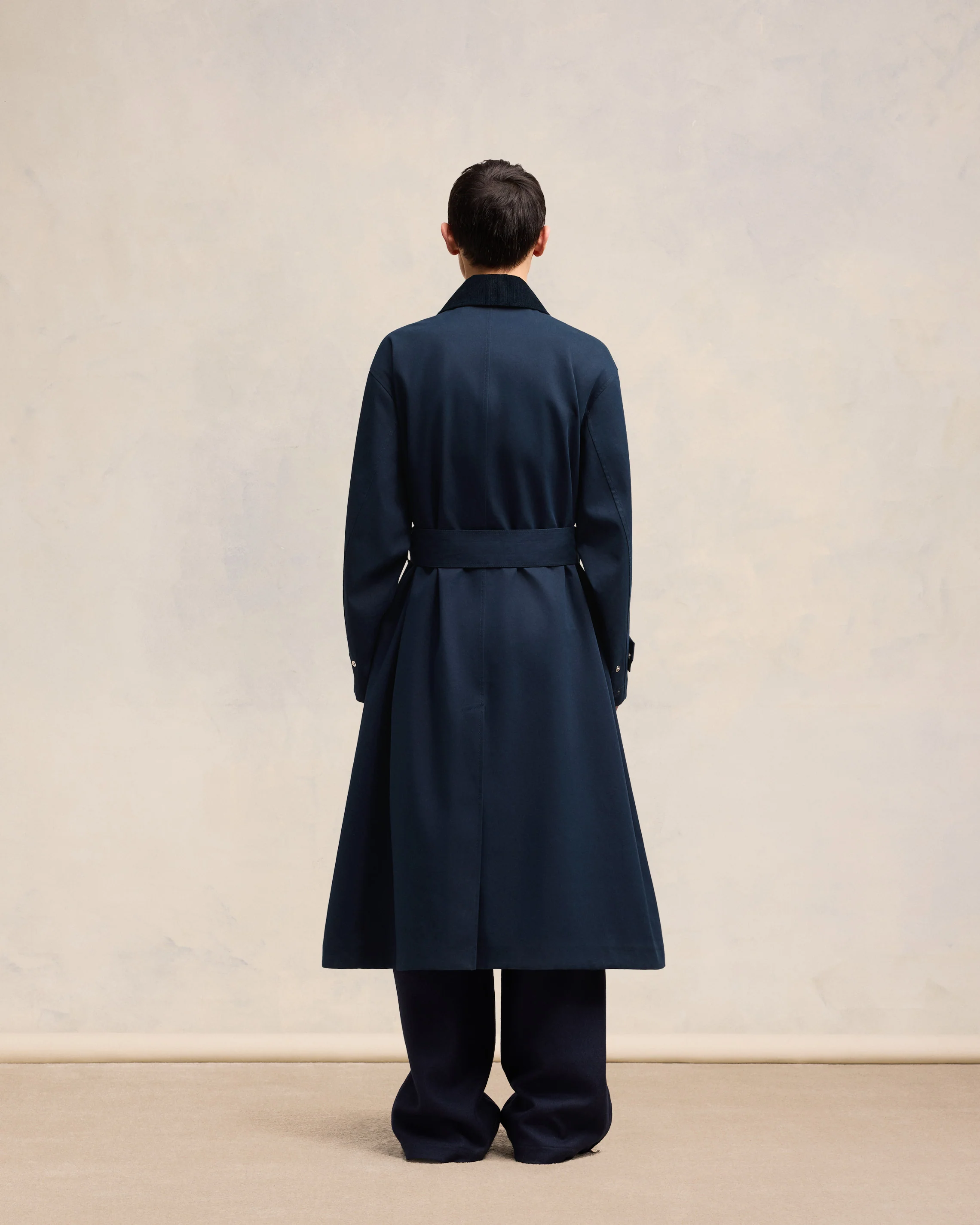 Navy Blue/ Clay Blue Belted Mac - leoleo123123