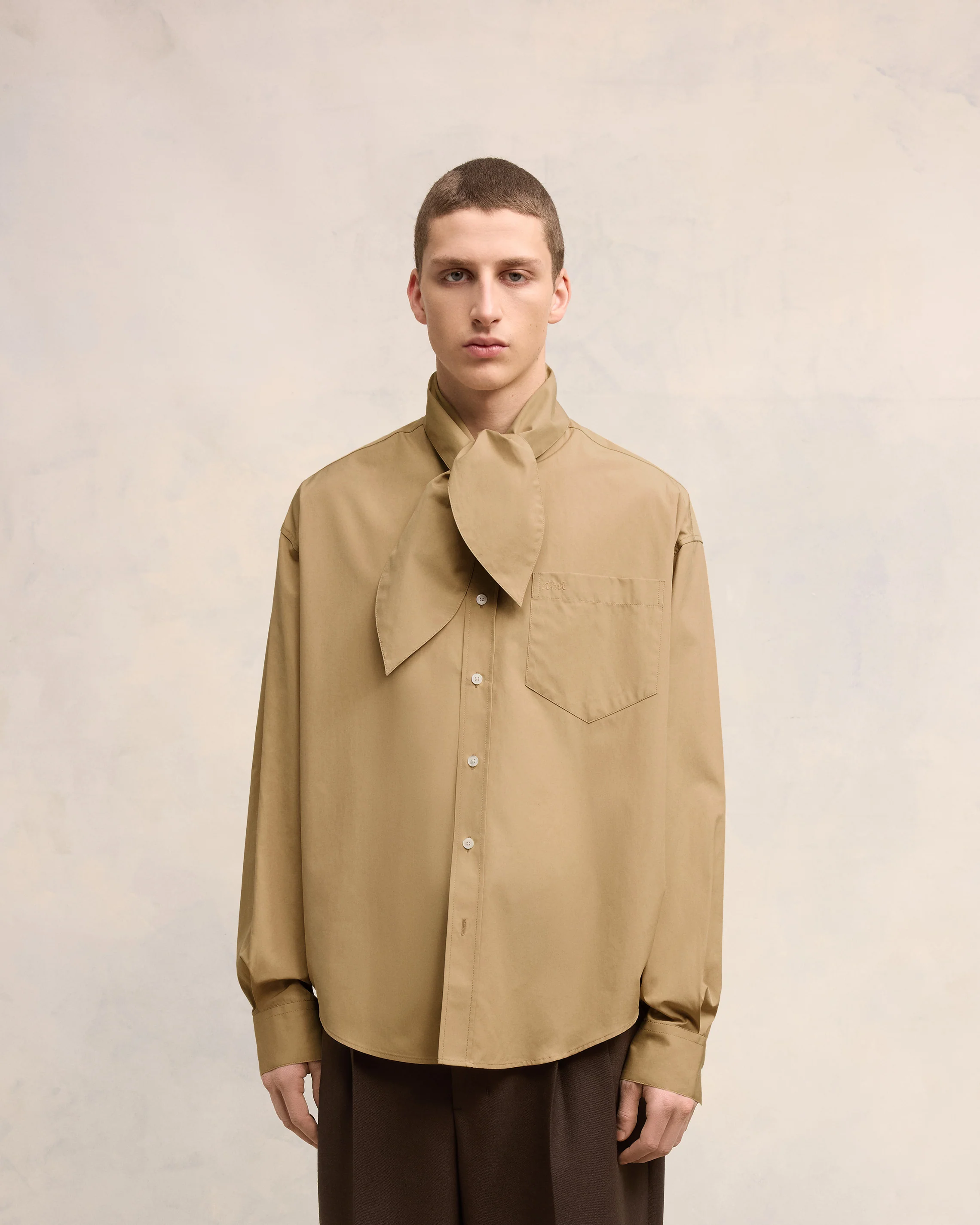 Sand Scarf Collar Shirt - leoleo123123