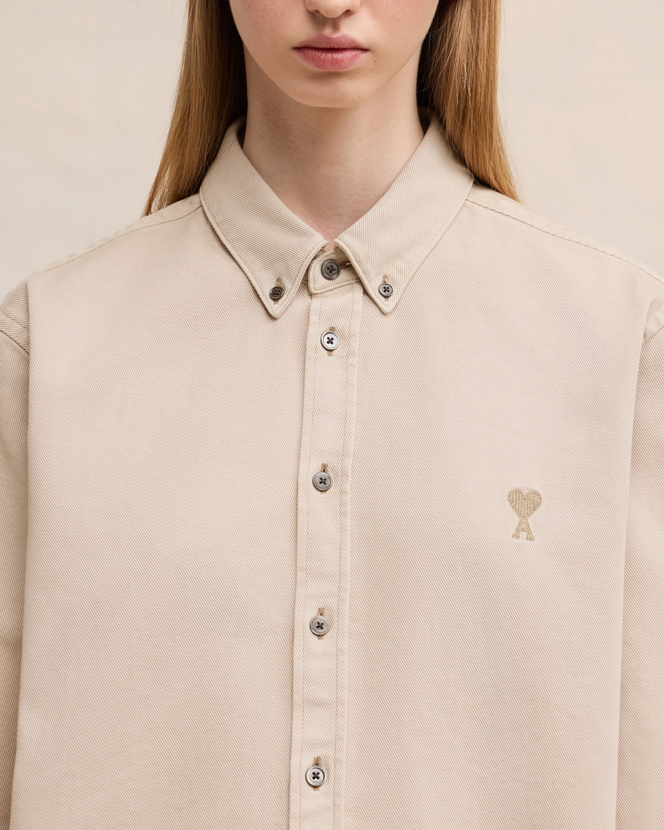 Off White Button-Down Ami De Coeur Shirt - leoleo123123