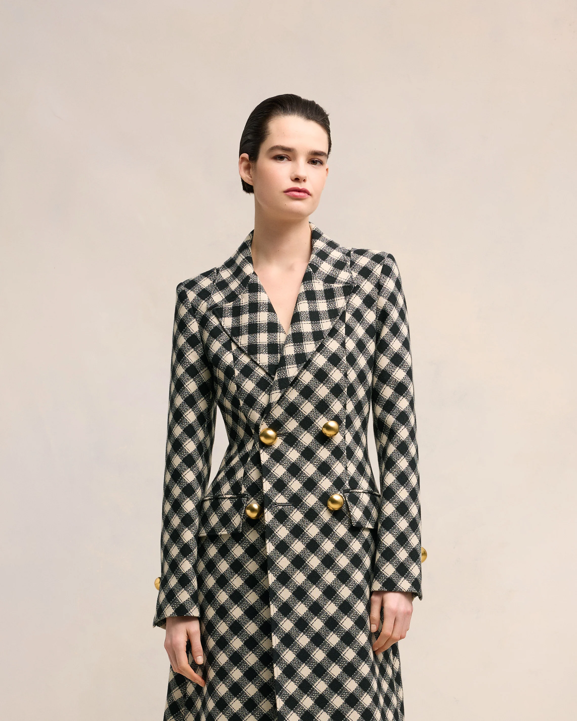 Black/Off White Fitted Coat - leoleo123123