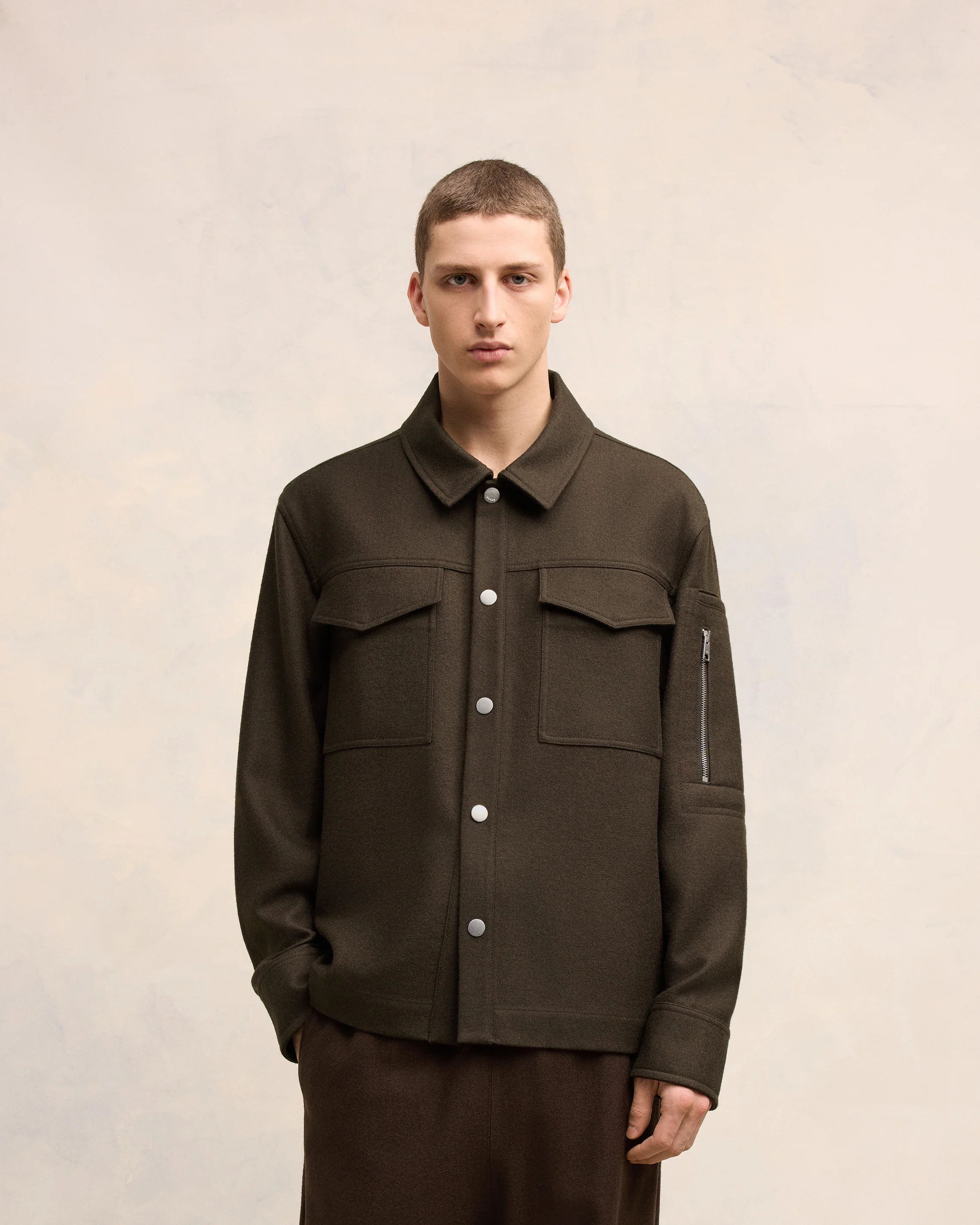 Dark Coffee Buttoned Overshirt - leoleo123123