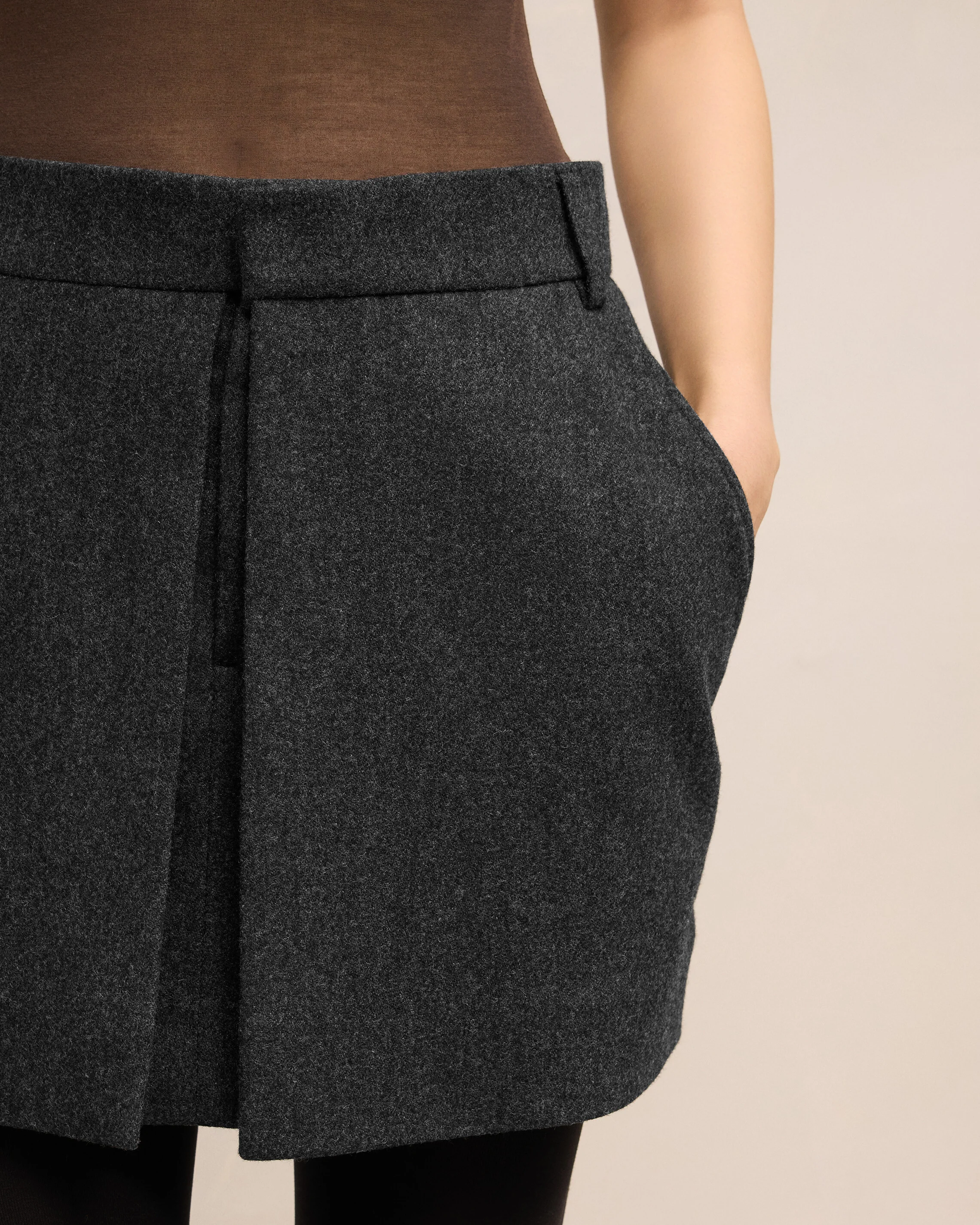 Dark Grey Mini Skirt With Panels - leoleo123123