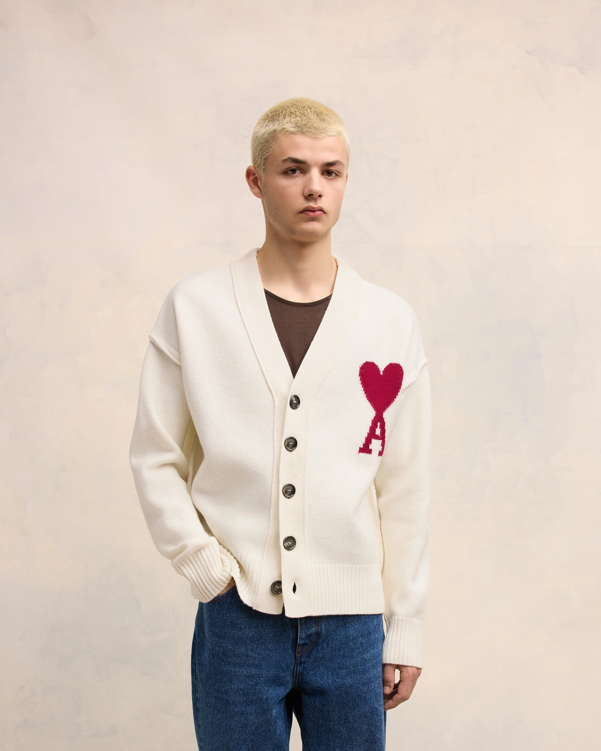 Cardigan Ami De Coeur Rouge Ecru/Rouge - leoleo123123