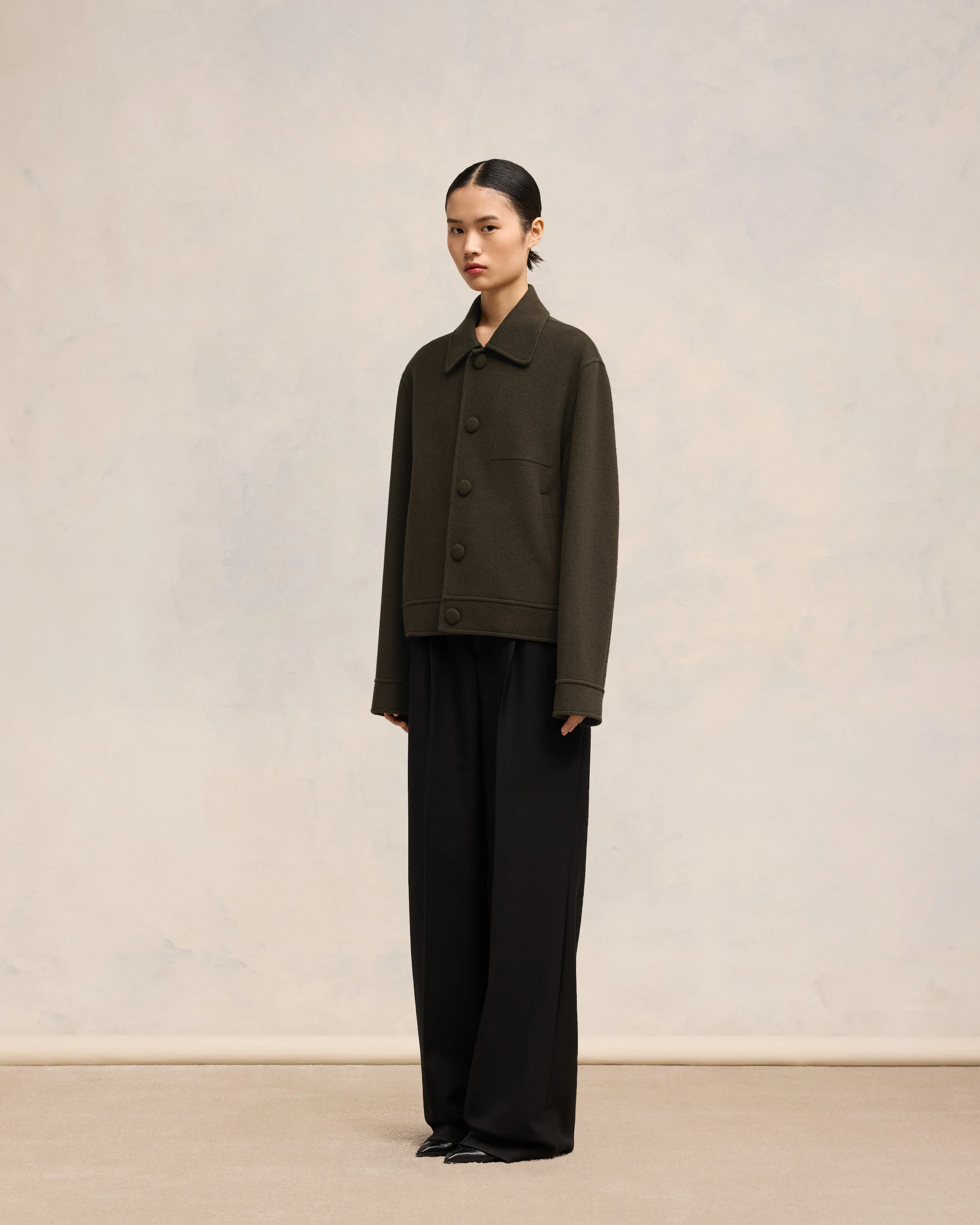 Dark Coffee Boxy Buttoned Jacket - leoleo123123
