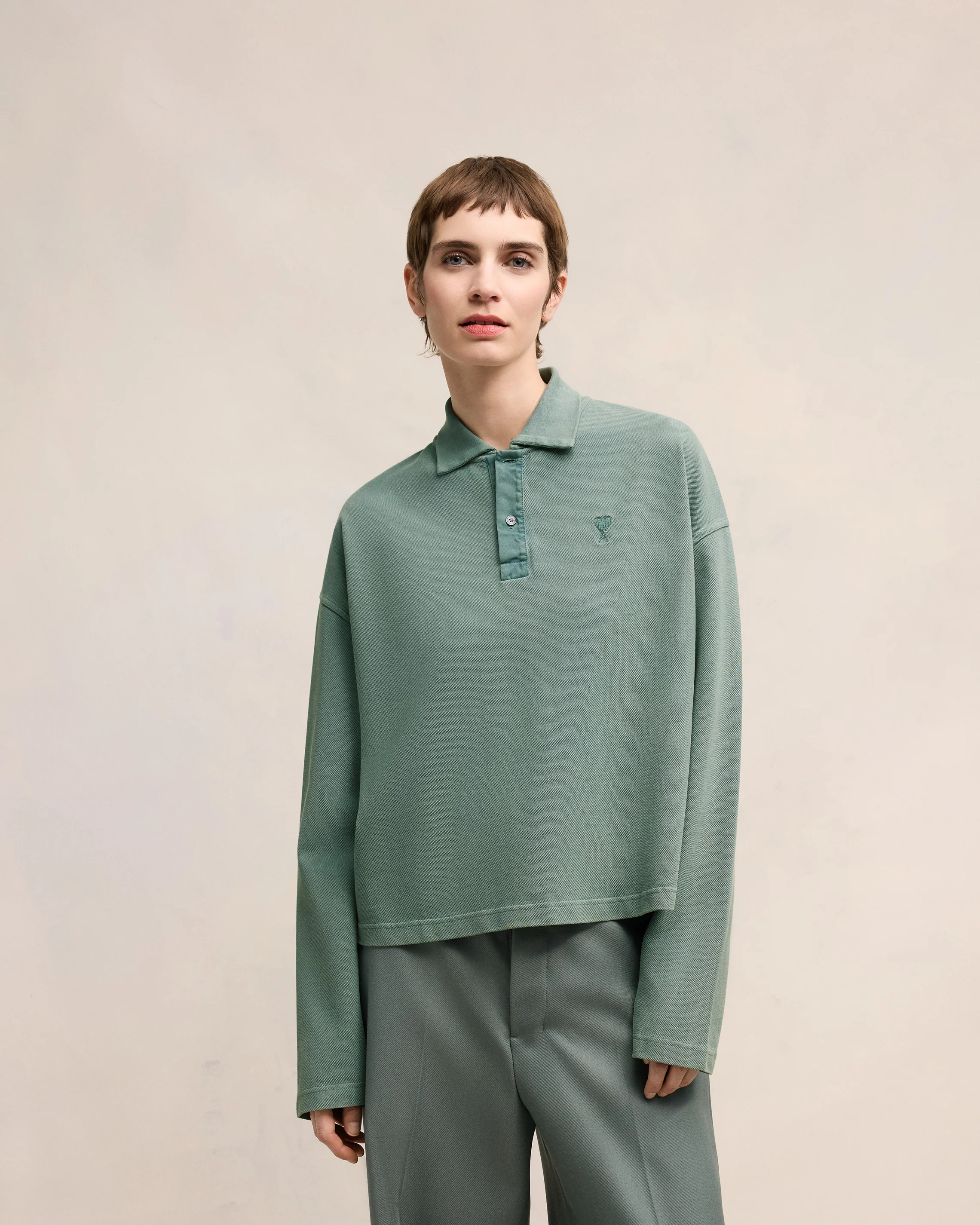 Antique Clay Ami De Coeur Long Sleeves Polo - leoleo123123