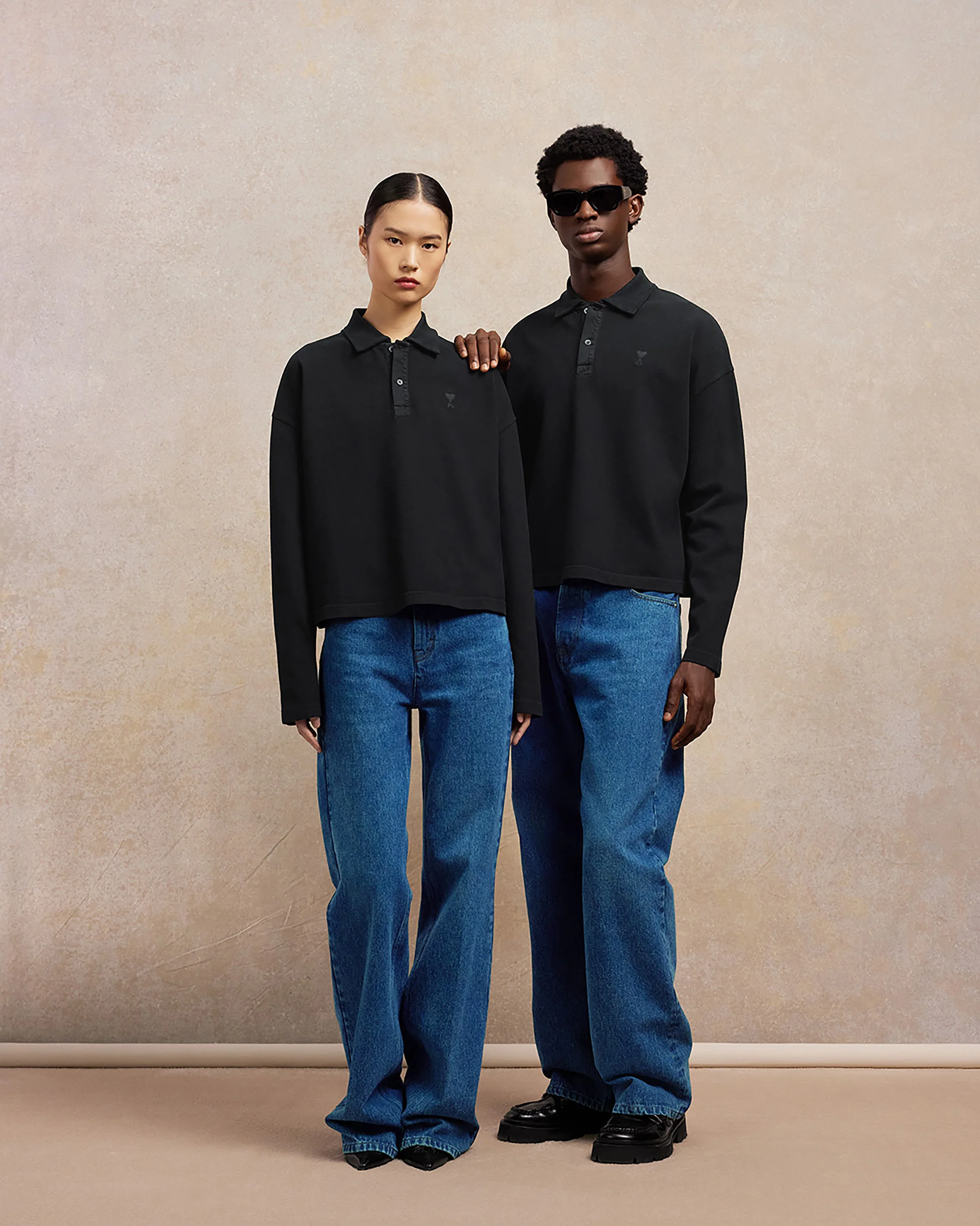 Black Ami De Coeur Long Sleeves Polo - leoleo123123