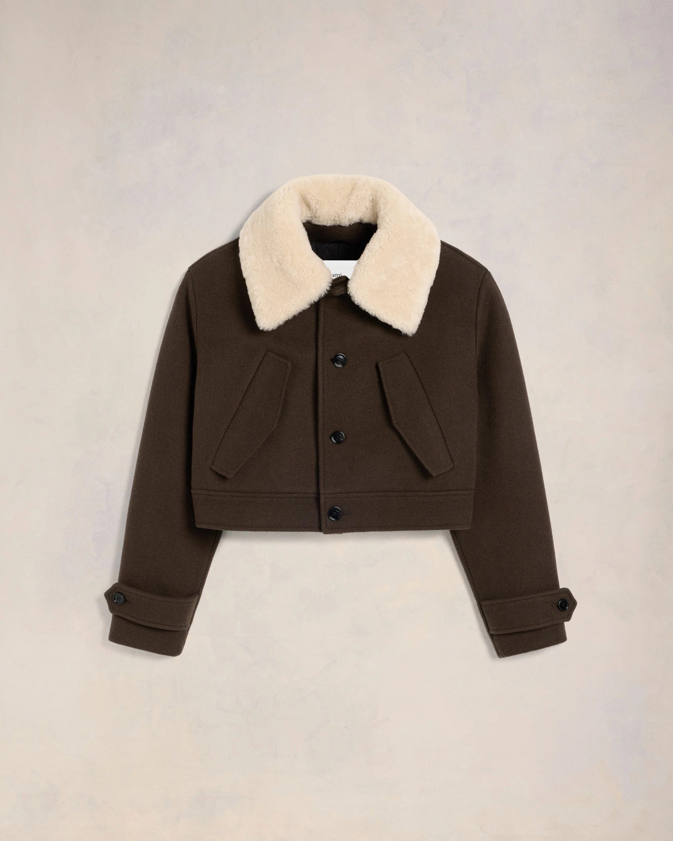 Dark Coffee Short Shearling Collar Jacket - leoleo123123
