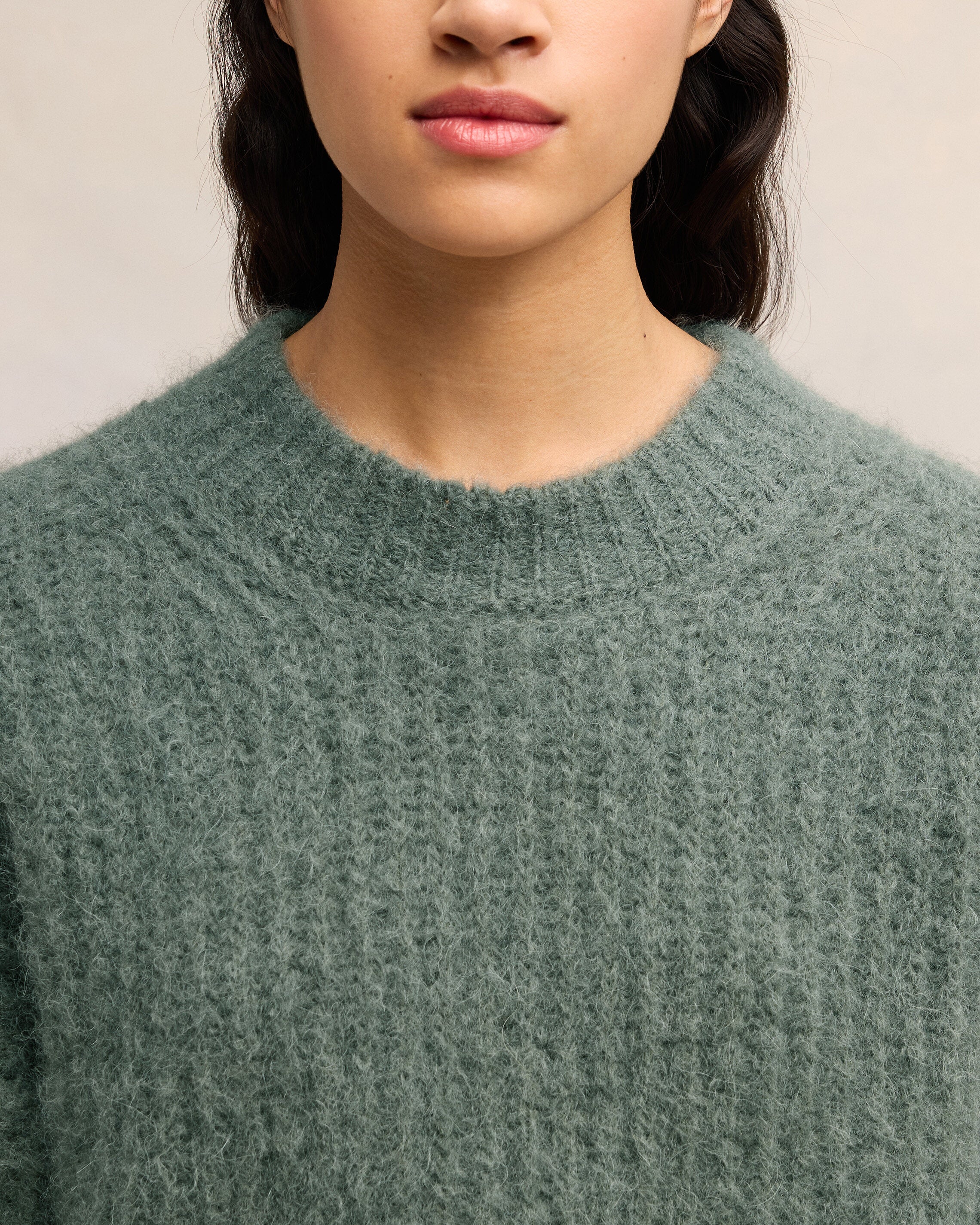 Antique Clay Alpaca Mohair Ribbed Sweater - leoleo123123