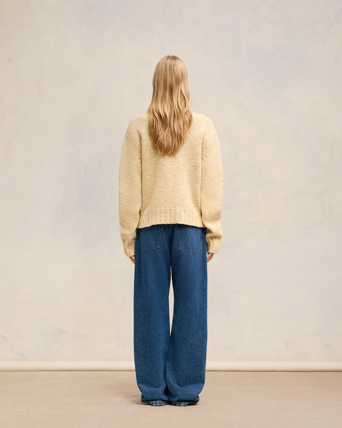 Light Sand/Off White Shearling Crew Neck Sweater - leoleo123123