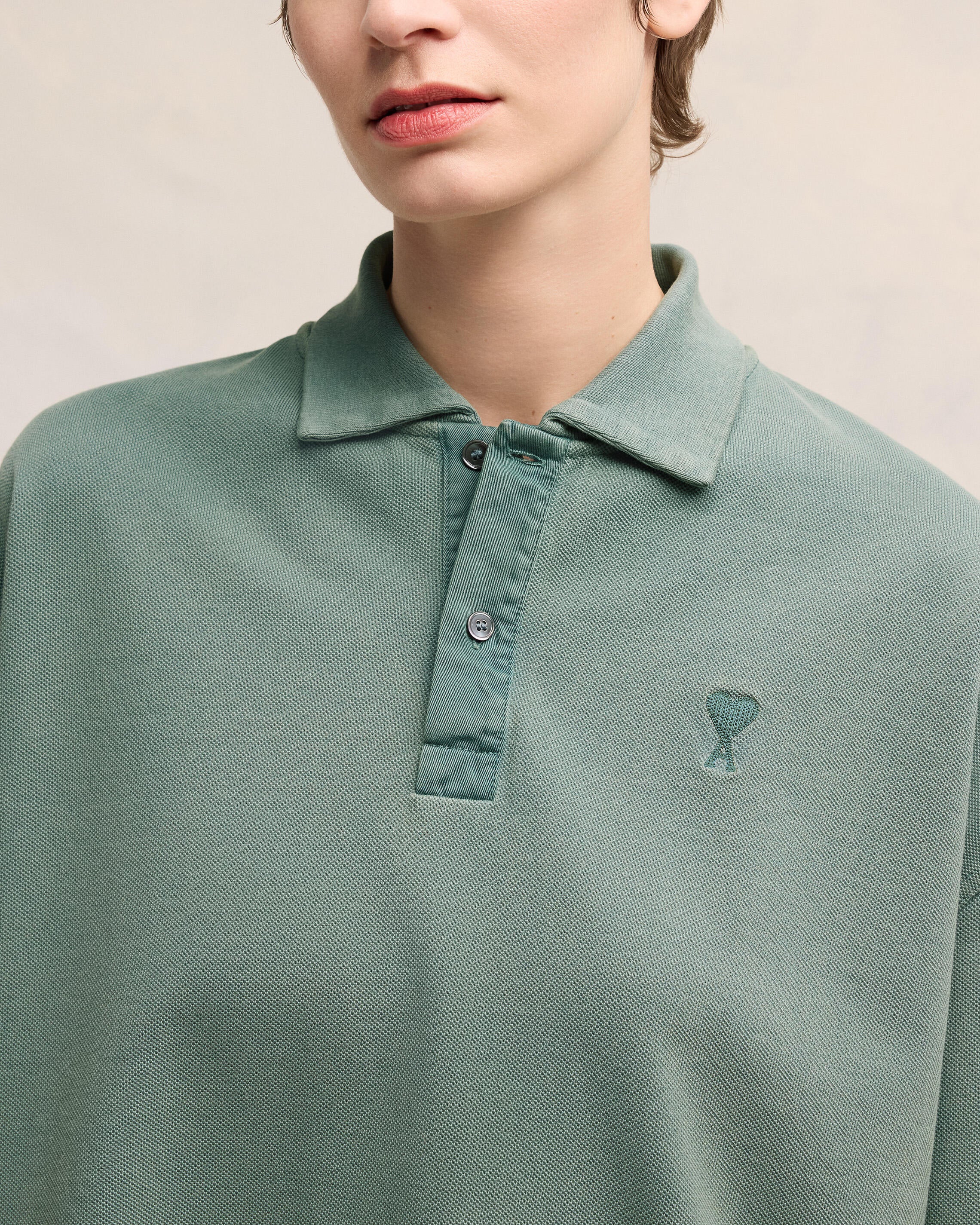 Antique Clay Ami De Coeur Long Sleeves Polo - leoleo123123