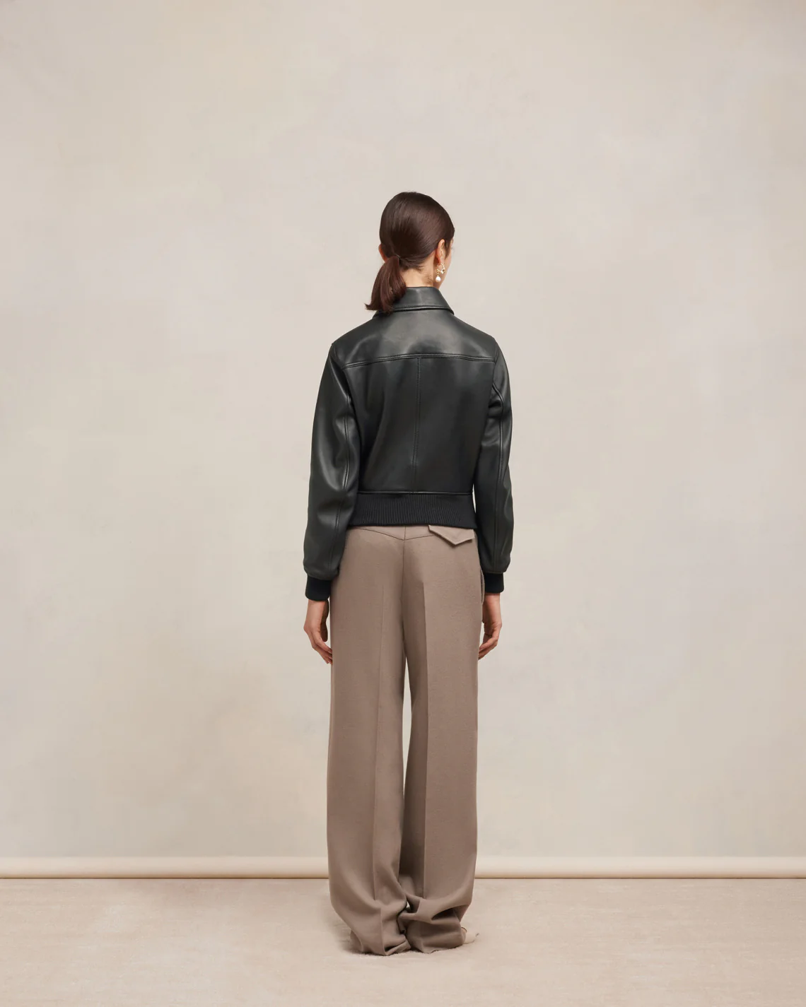 Blouson Zippé En Cuir Noir - leoleo123123