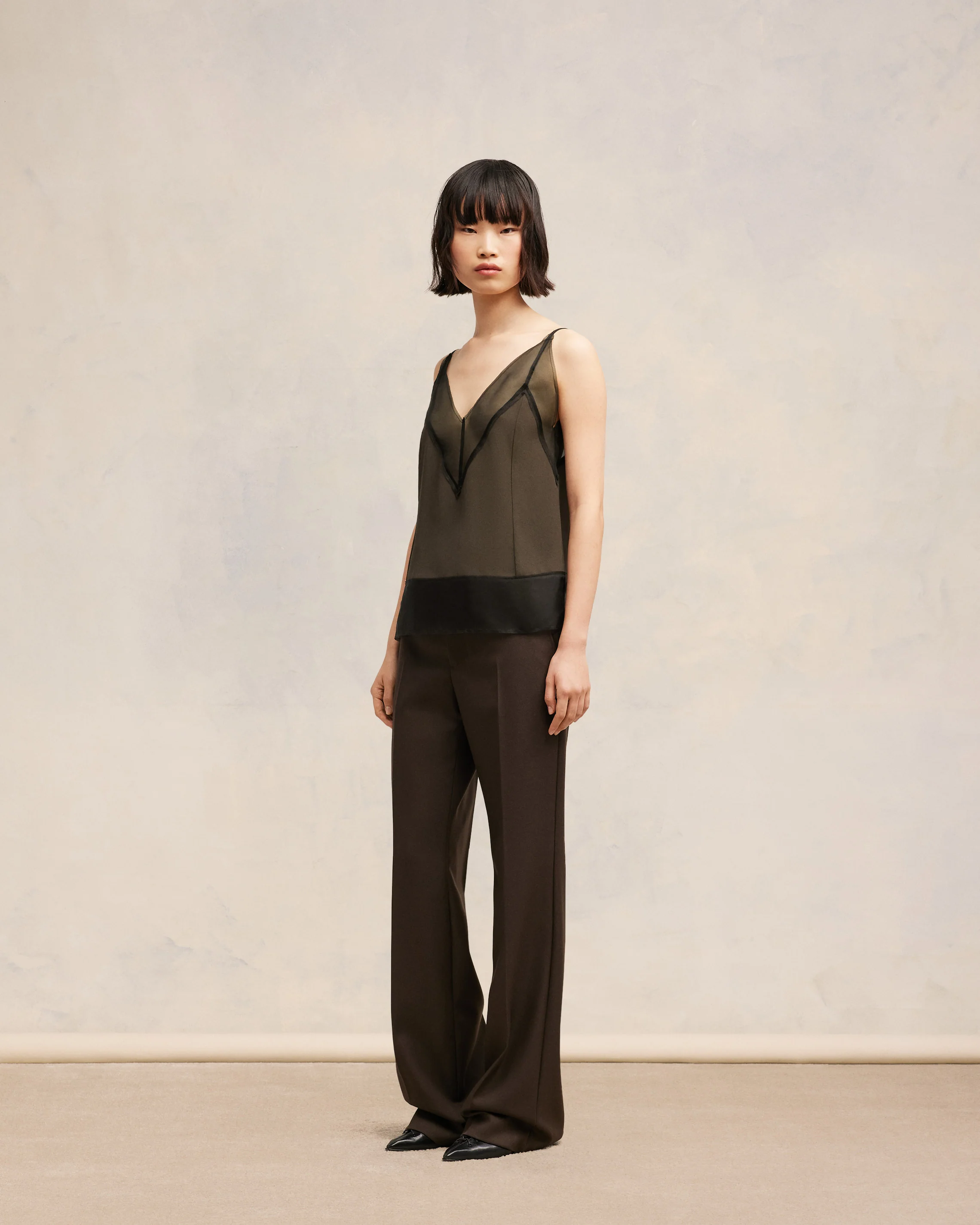 Dark Coffee/ Black Top With Thin Straps - leoleo123123