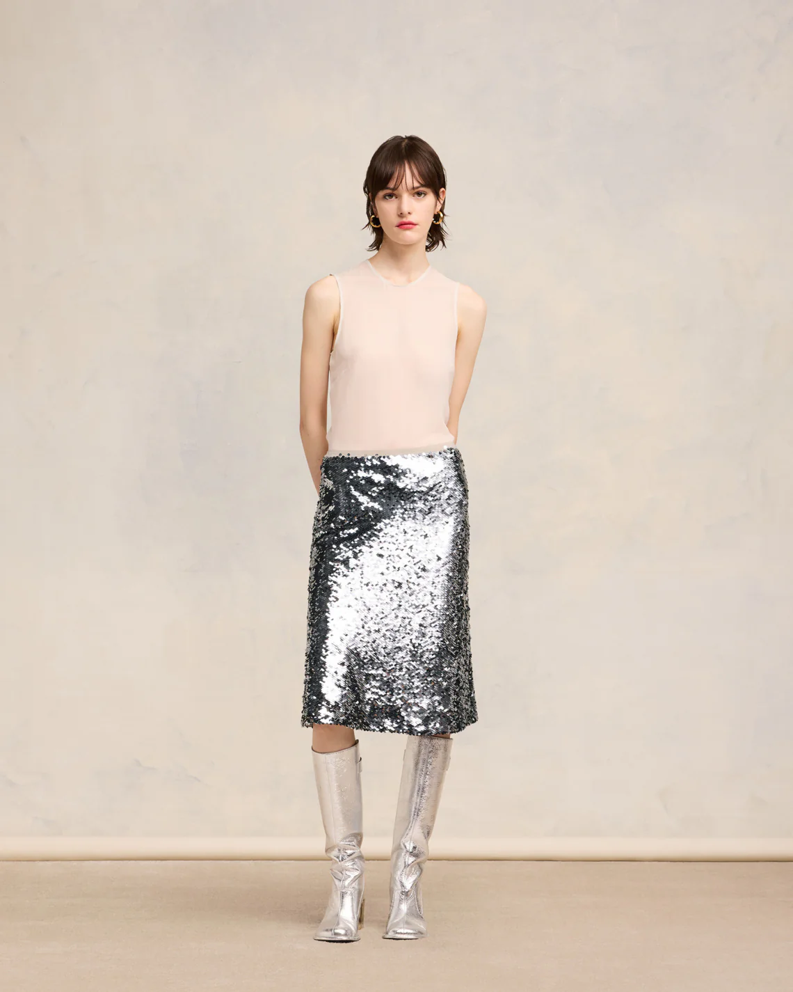 Silver Embroidered Skirt - leoleo123123