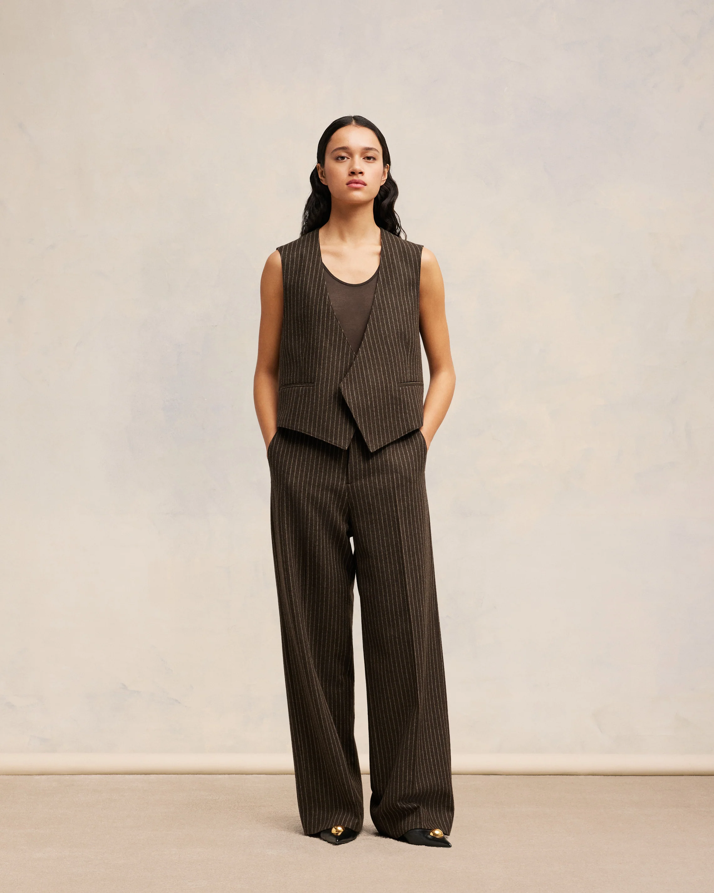 Dark Coffe/Sable Sleeveless Military Jacket - leoleo123123