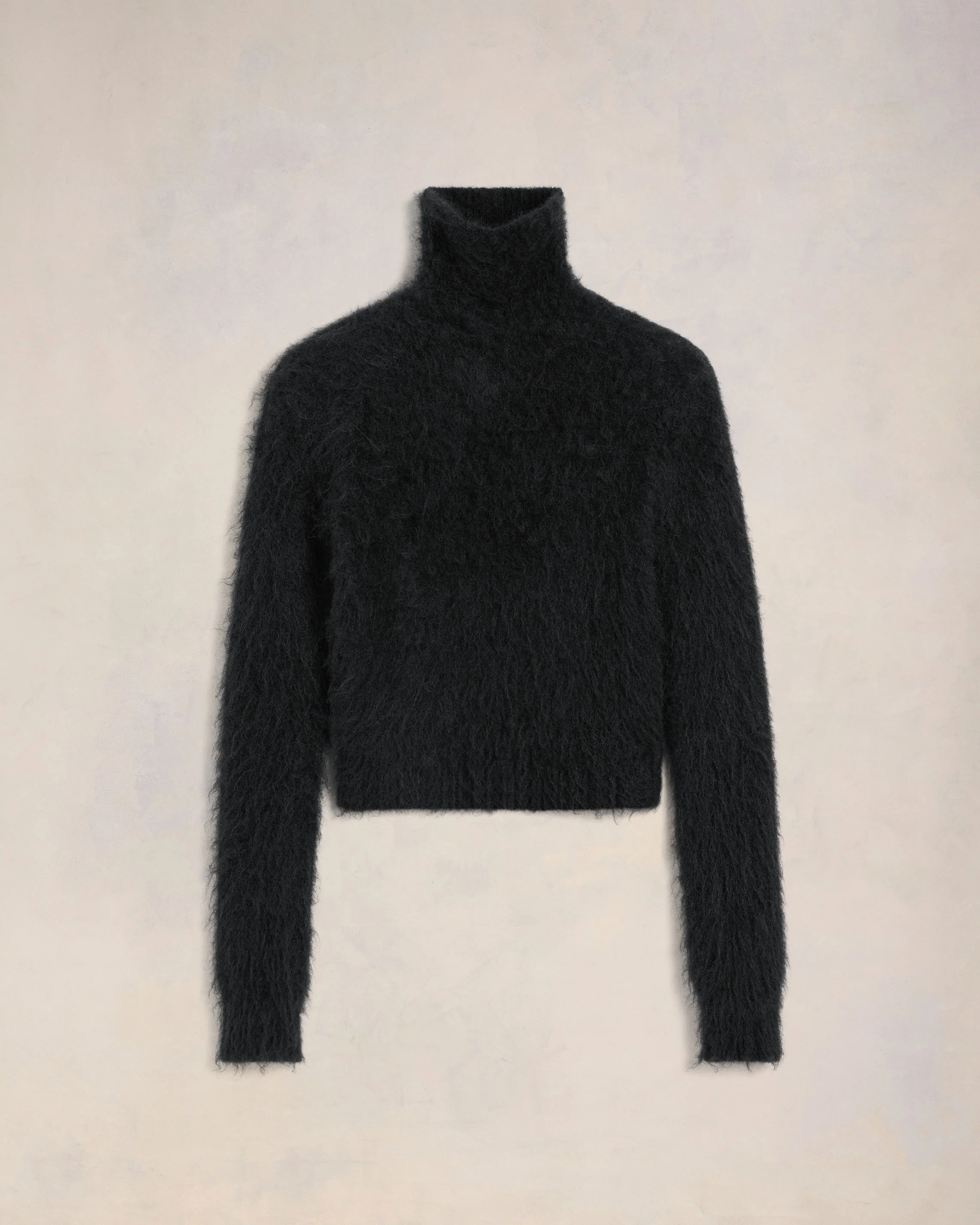Black Alpaca Mohair Brushed Sweater - leoleo123123