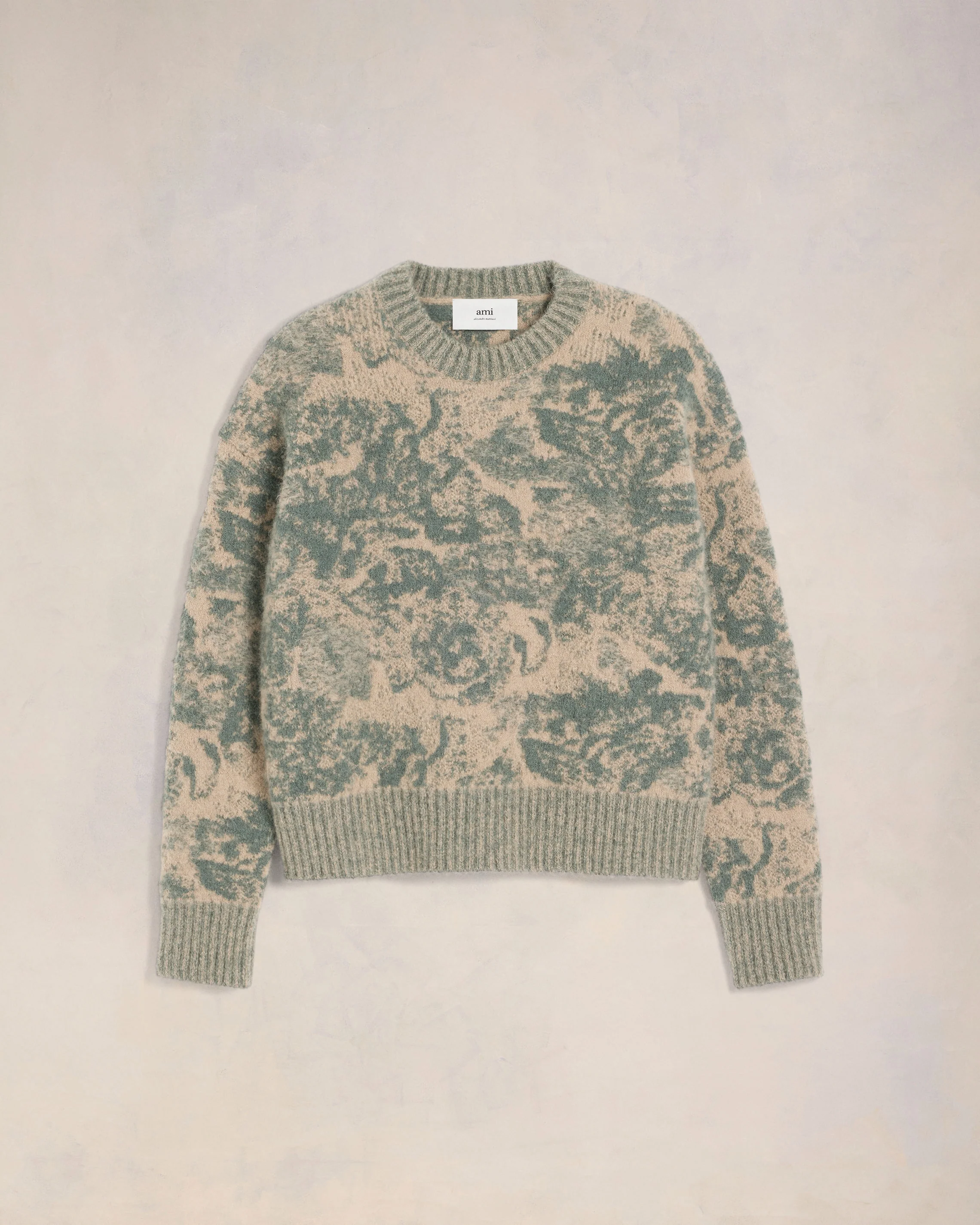 Beige/Antique Clay Alpaca Mohair Jacquard Crewneck - leoleo123123