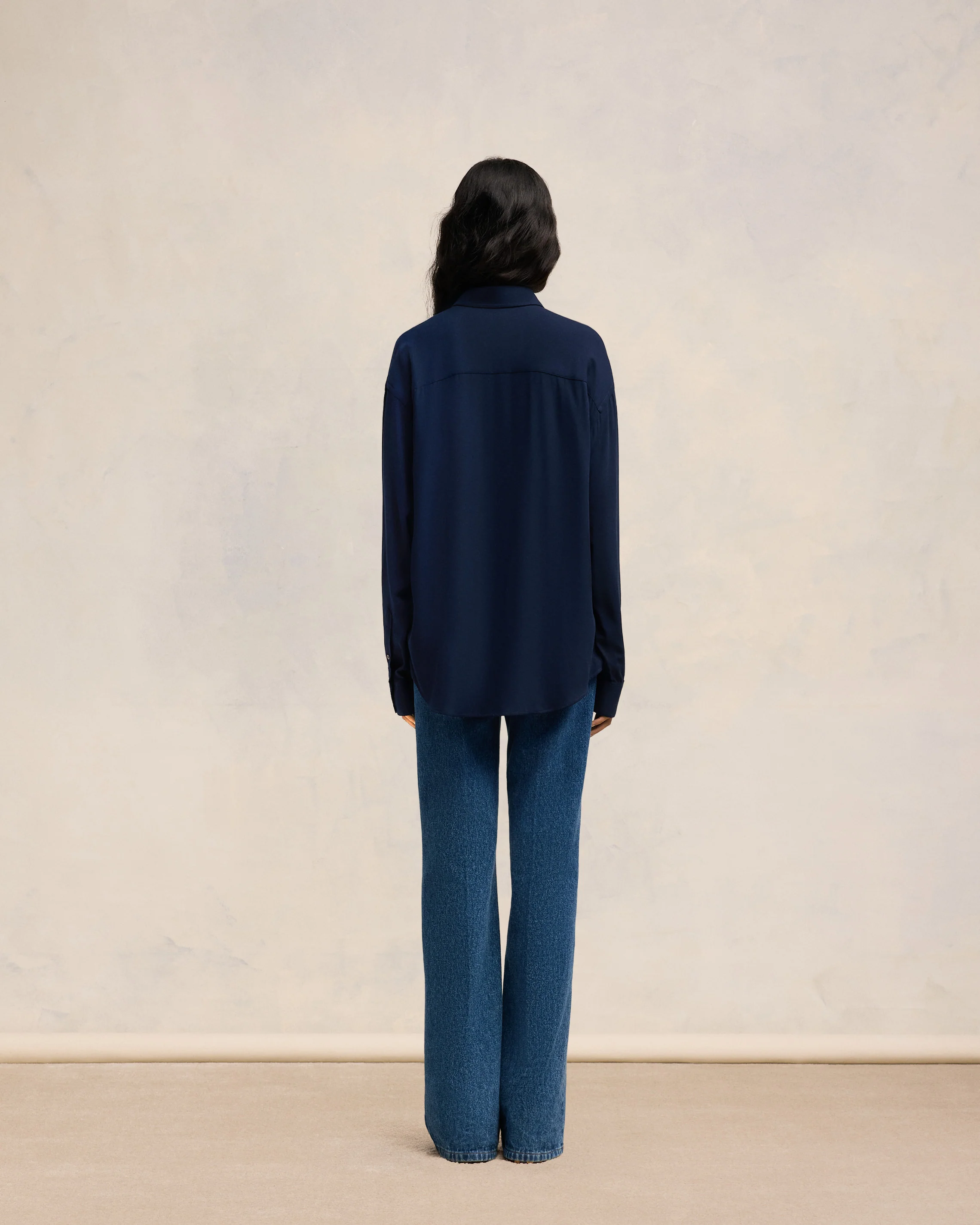 Navy Blue Boxy Fit Shirt - leoleo123123