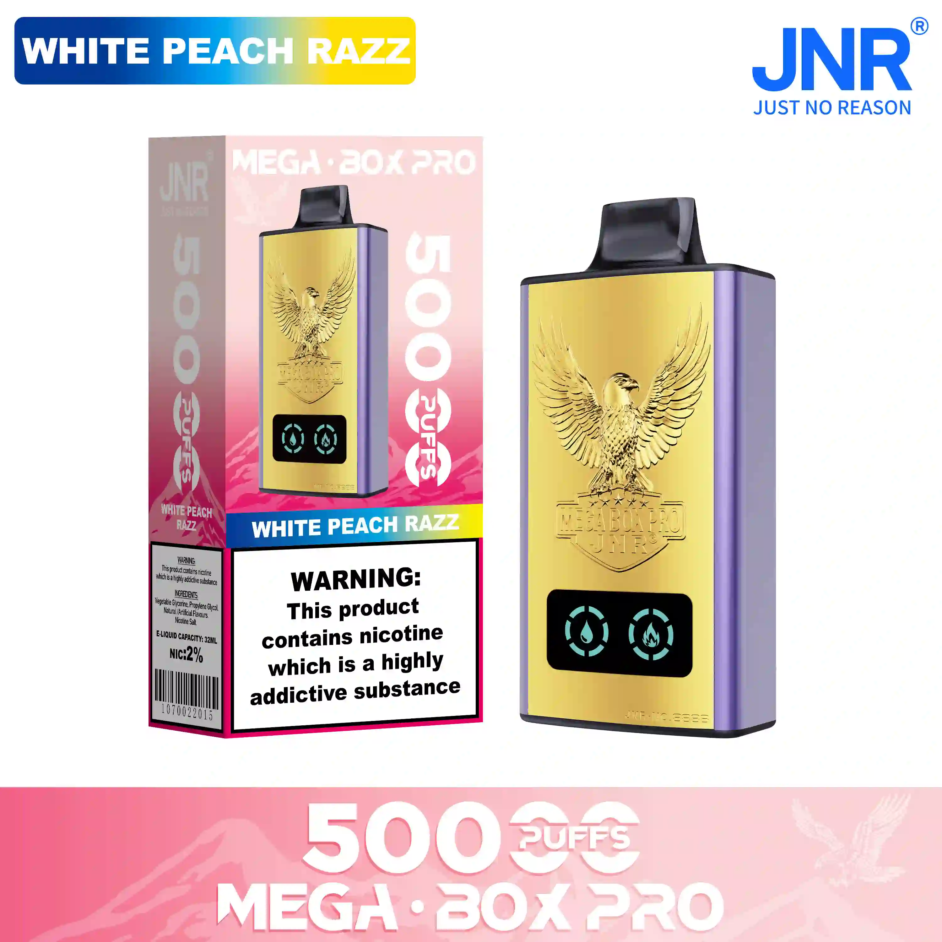 White Peach Razz – Mega Box Pro jednorazowy vape 50000 zaciągnięć - leoleo123123