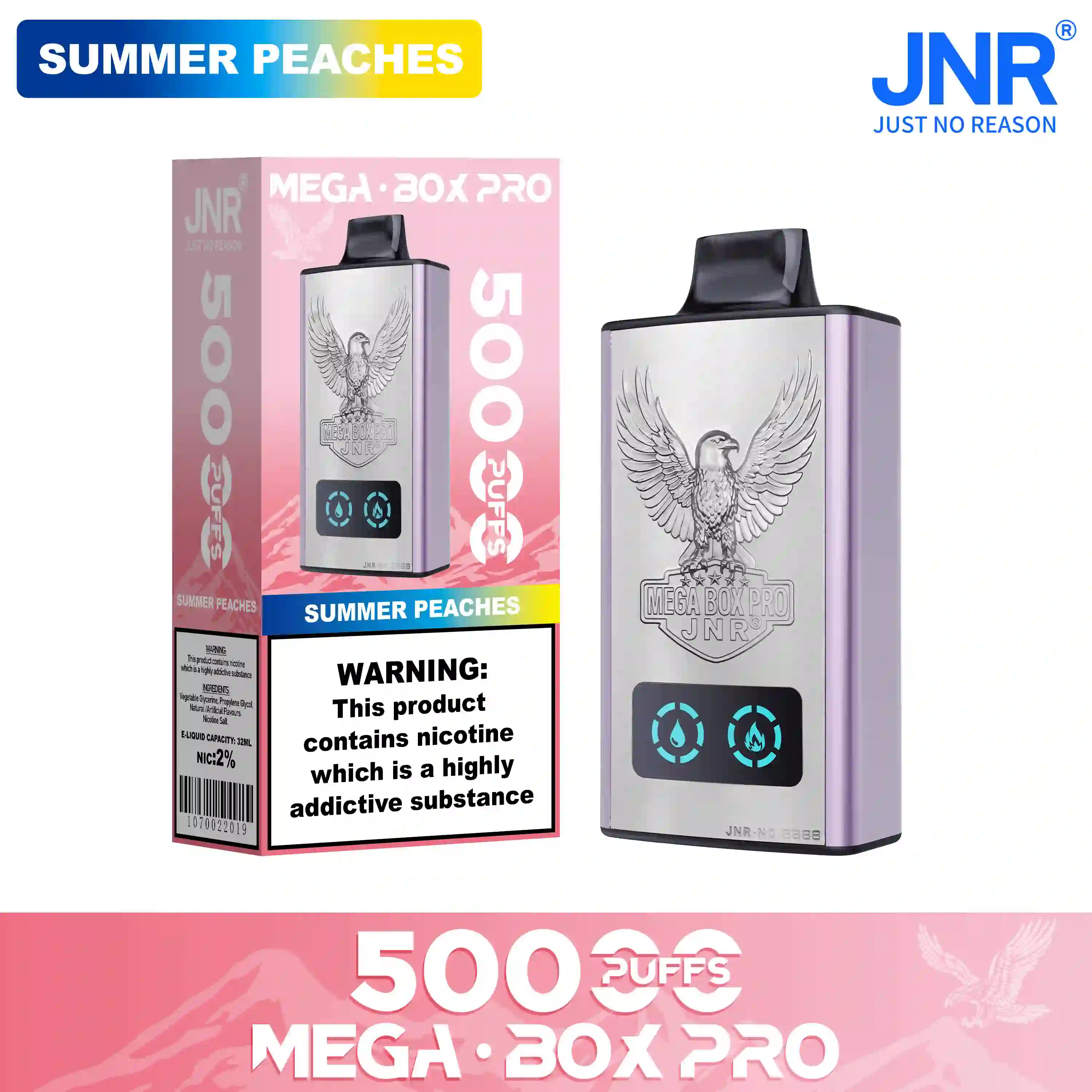 White Peach Razz – Mega Box Pro jednorazowy vape 50000 zaciągnięć - leoleo123123