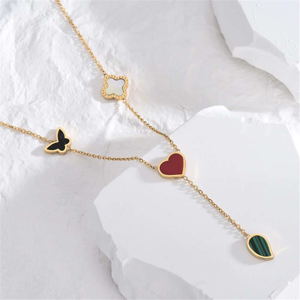 Colorful Pearl Dangle Charms Statement Necklaces