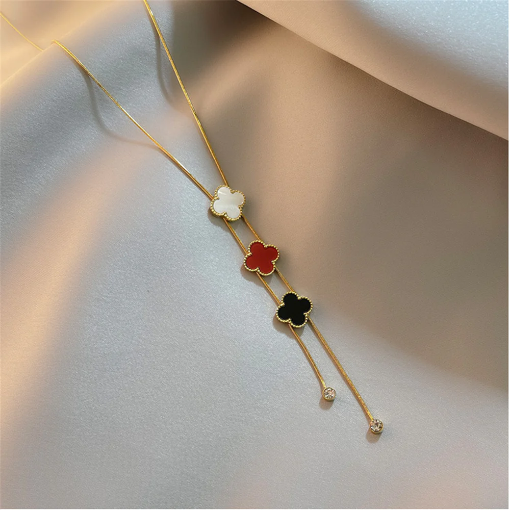 Lucky Pearl 3 Different Color Floral Necklace