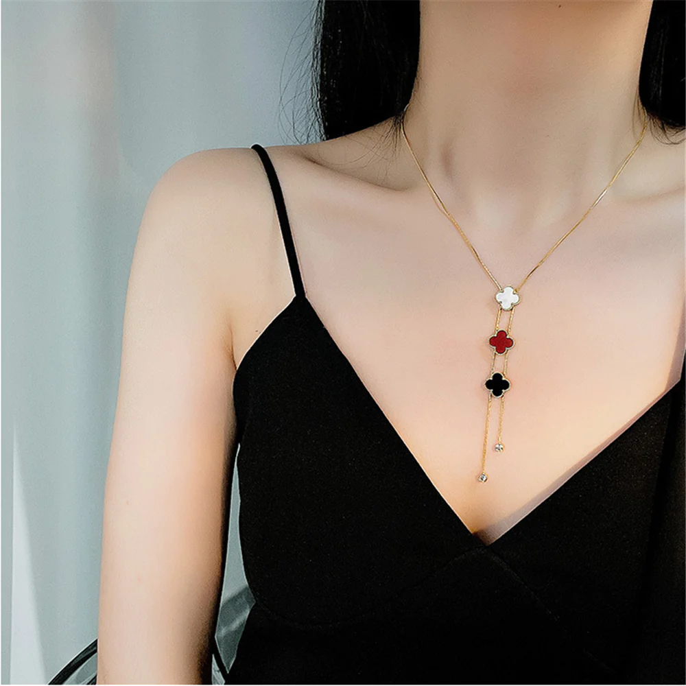 Lucky Pearl 3 Different Color Floral Necklace
