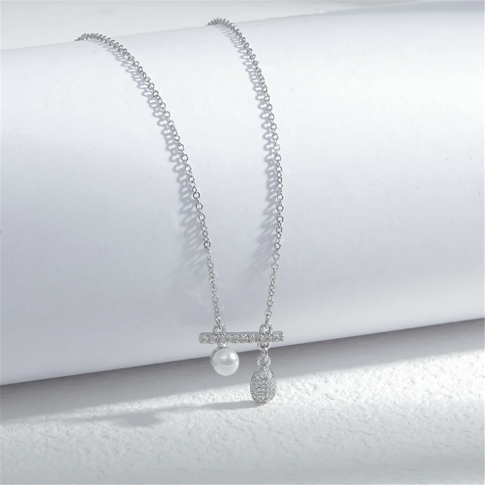 Pearl Balance Dangle Charms Necklaces