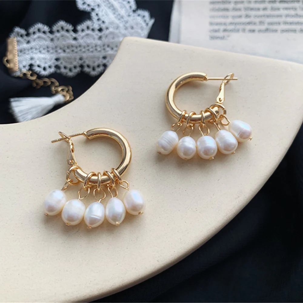 Gold Pearls Beaded Earrings